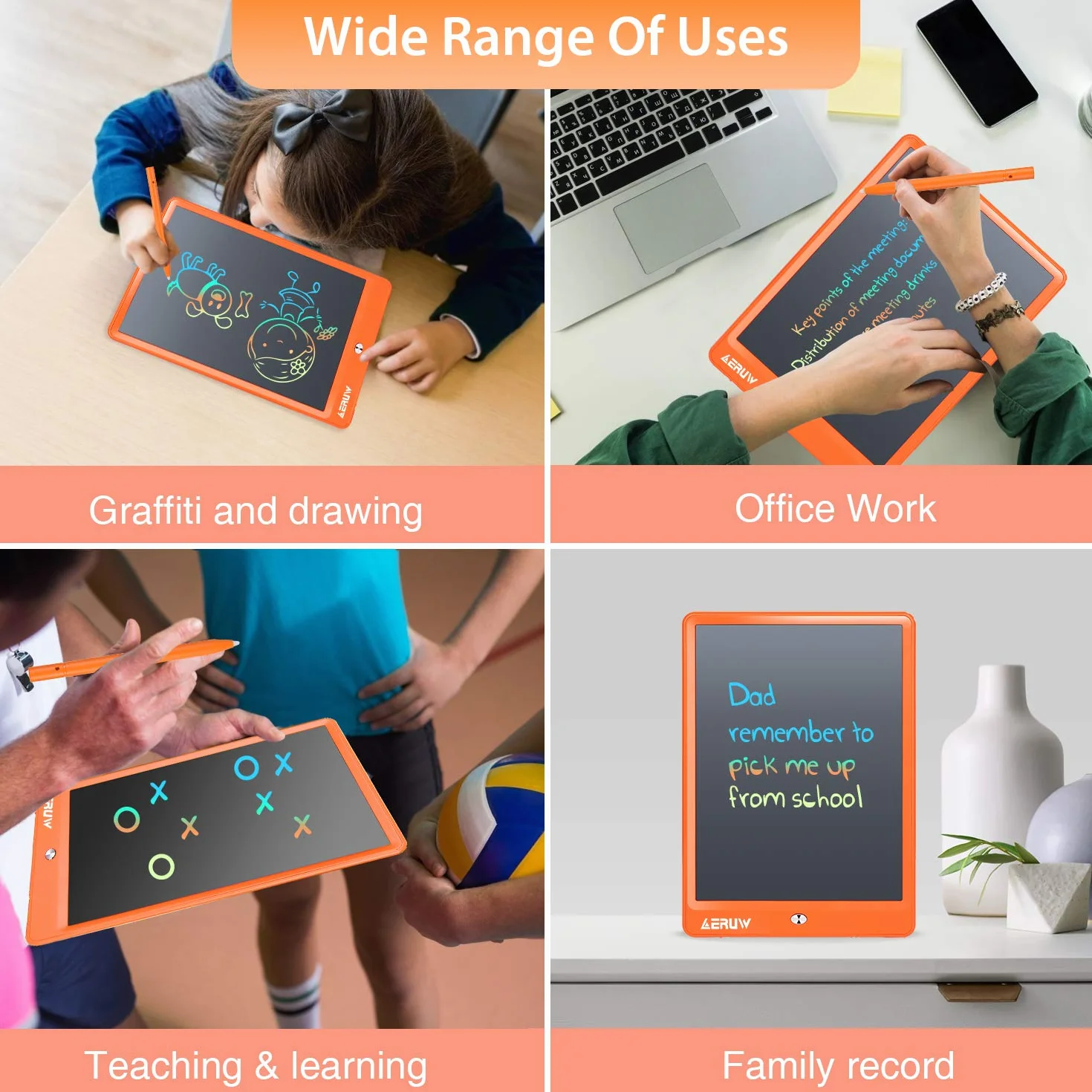 Tablet do pisania LCD Kolorowy 10-calowy elektroniczny grafika Doodle Board eWriter Podkładka do rysowania z blokadą pamięci Prezent dla dzieci i dorosłych Home School Office Tablet