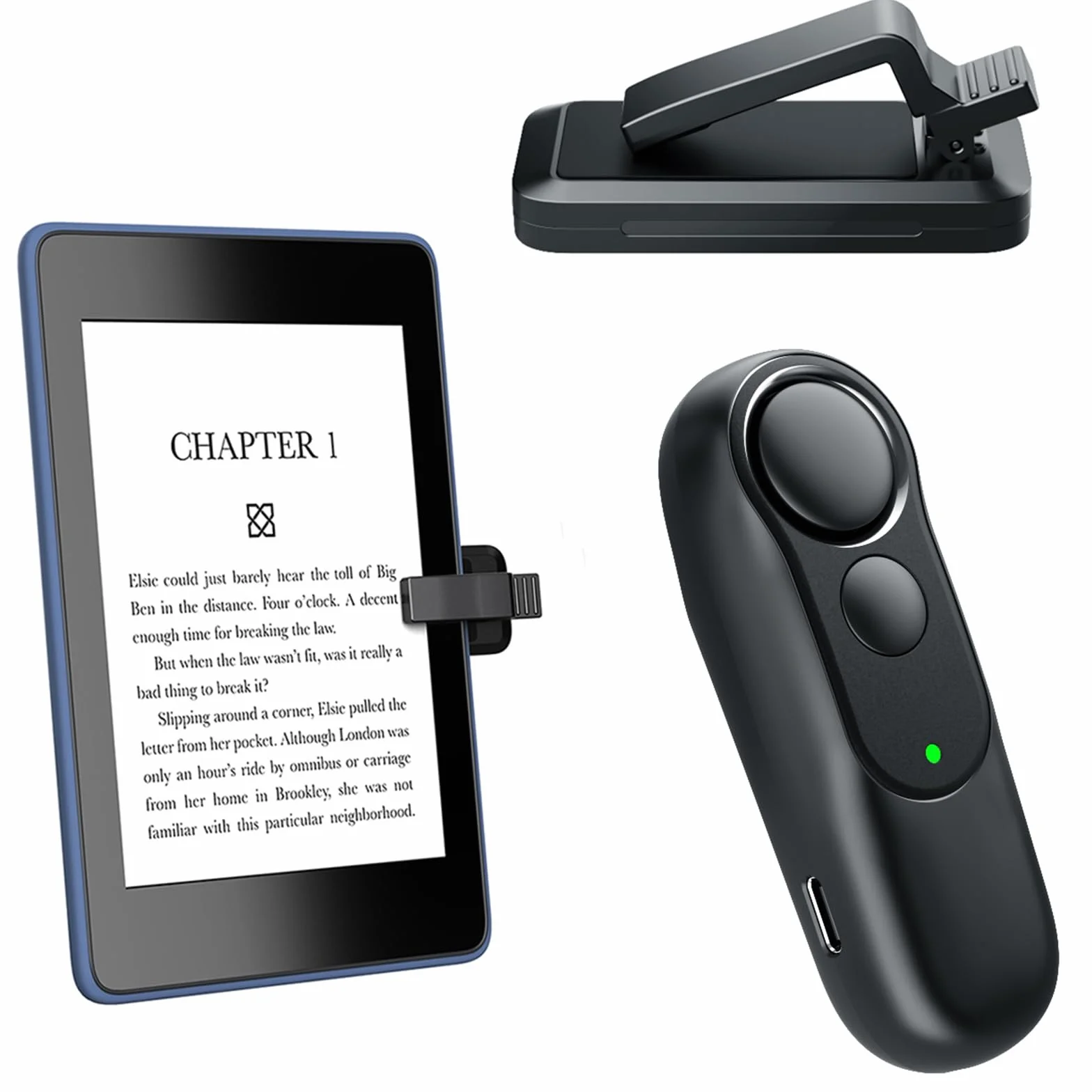zdalne przewracanie stron dla Kindles, kontroler e-czytnika dla iPad iPhone Android-Phone/tablet, czytanie e-booków, powieści komiksowych, Akcesoria do Kindle, HKRC004, Czarny