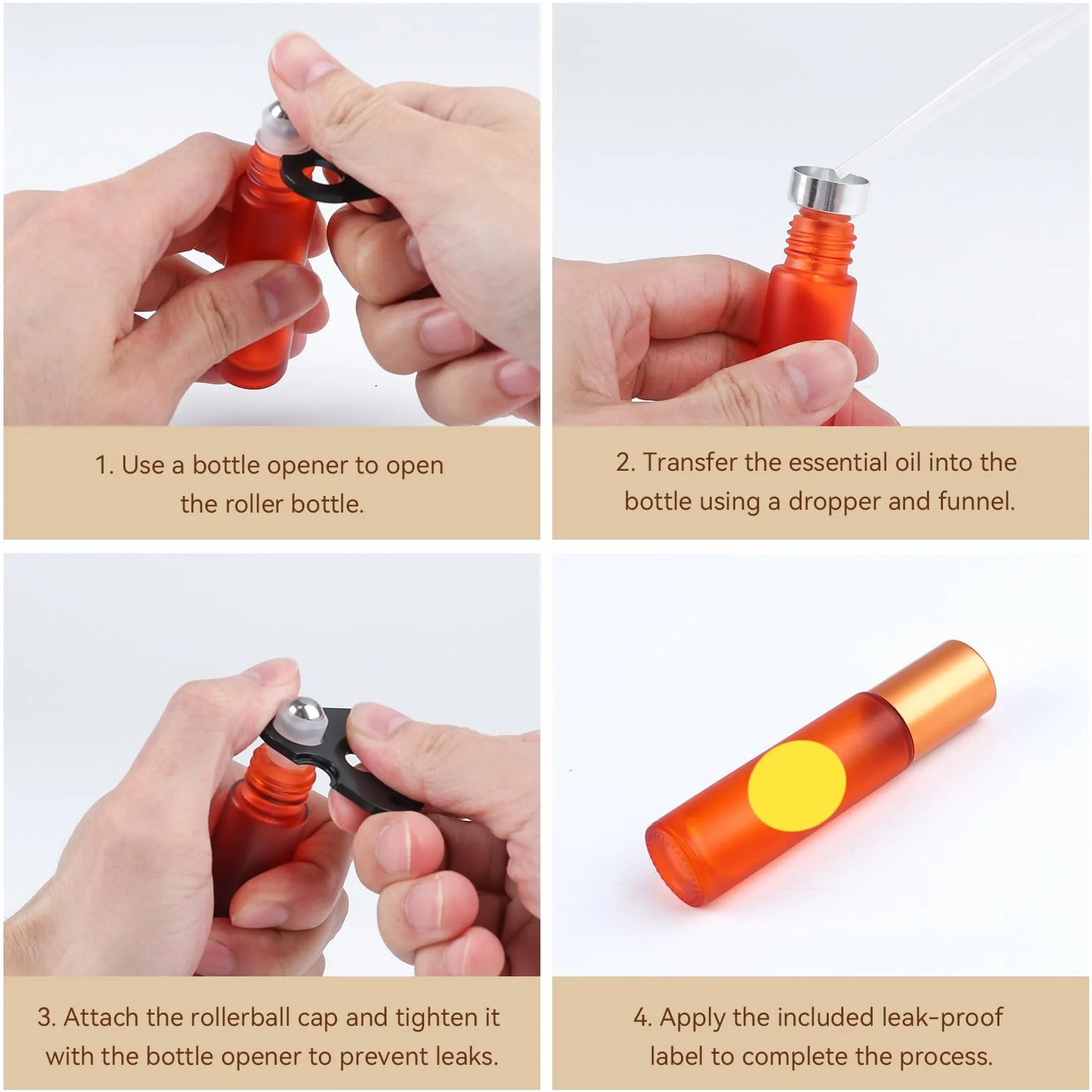 12 sztuk 10 ml Roll On szklane butelki na olejki eteryczne, puste butelki z kulką ze stali nierdzewnej, otwieracz, kroplomierzem i lejkiem, kolorowe do perfum, masażu, aromaterapii (10