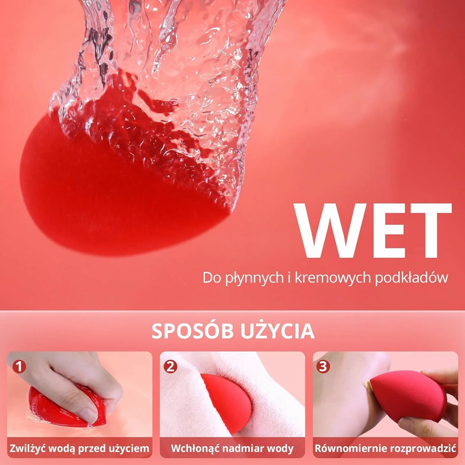 BEAKEY Beauty zestaw gąbek do makijażu, wielokolorowa gąbka do podkładu, idealna do płynów, kremów i pudru, 5 sztuk