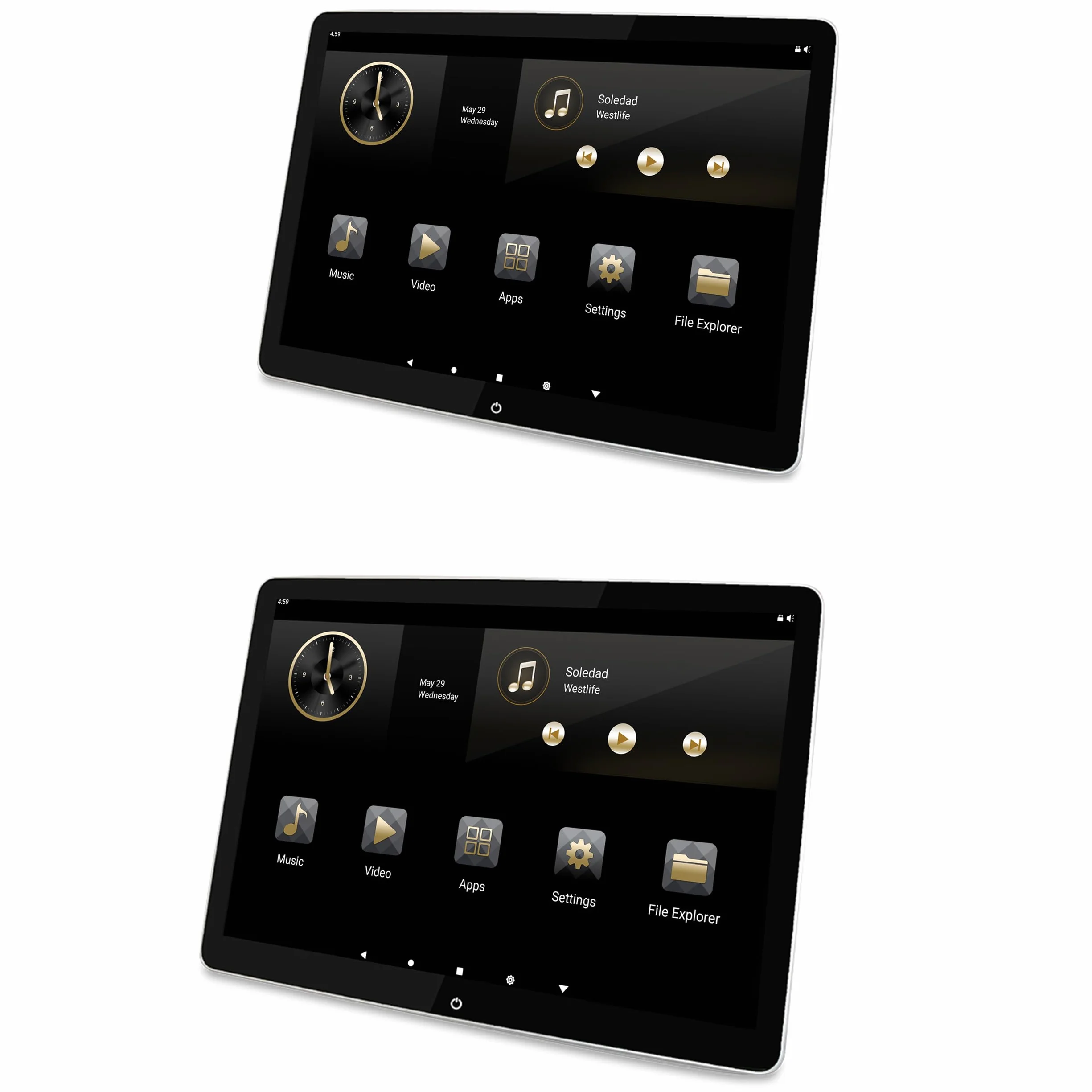 Zestaw 2 x zagłówek samochodowy monitor 10,5" ekran dotykowy Android Bluetooth WiFi 4G LTE