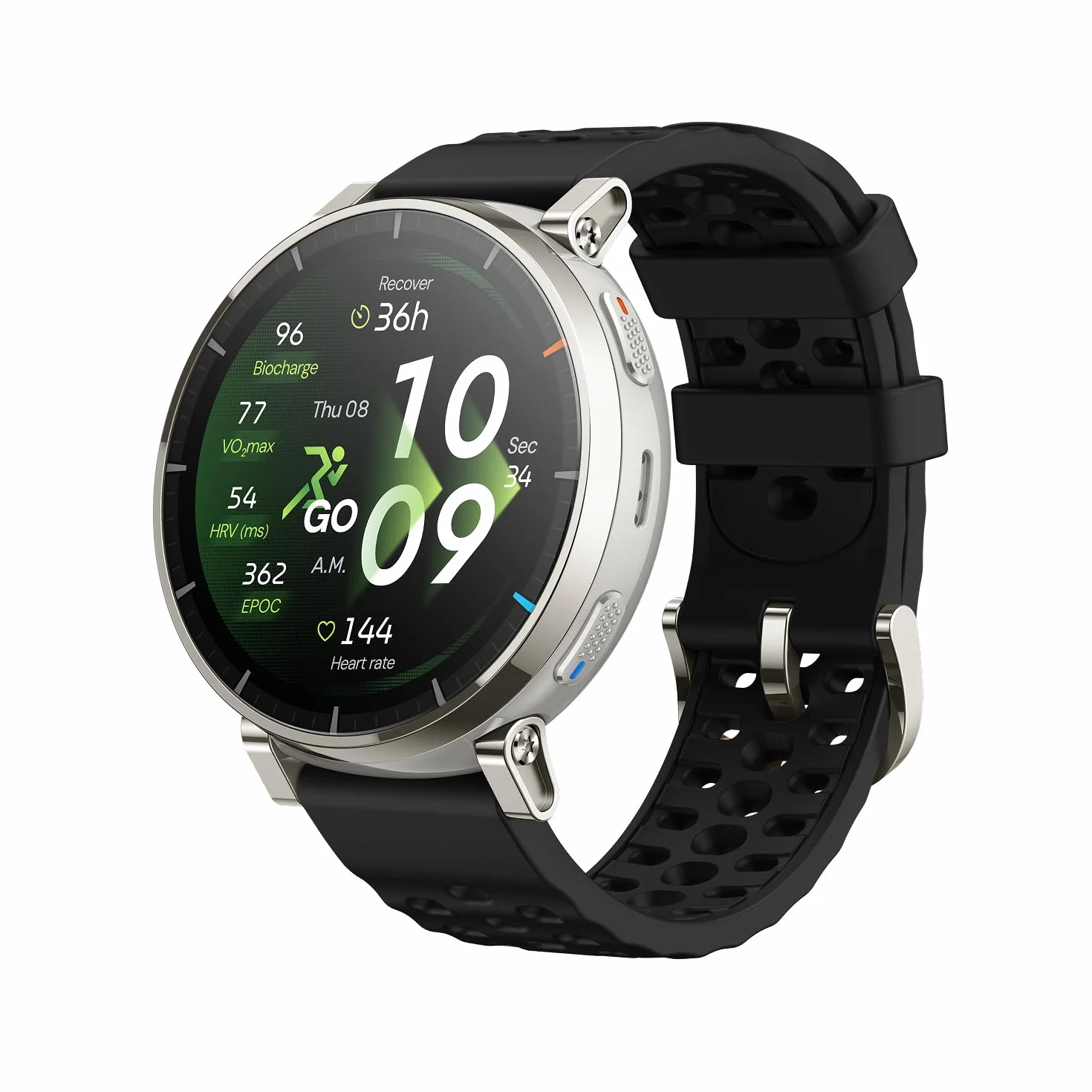 Amazfit Active 3 Premium 45mm GPS Smartwatch do biegania, AMOLED 1,32” szkło szafirowe, Bateria do 12 dni, 4GB, NFC, Mapy offline, 170+ trybów, 5 ATM, Pulsometr i tracker fitness dla Android i iPhone