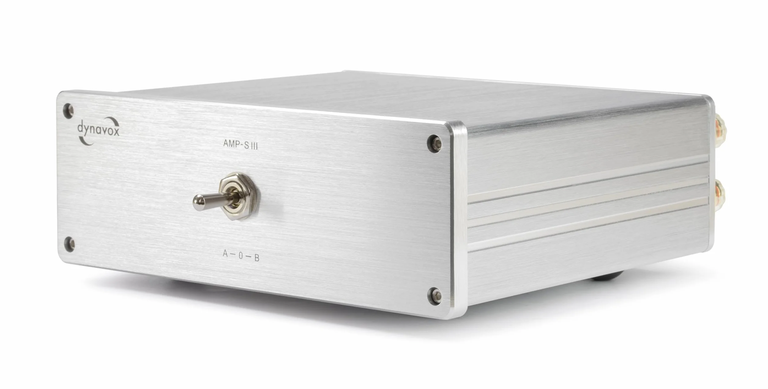 Dynavox AMP-S III, przełącznik wzmacniacza i głośnika, aluminiowa obudowa, 2 pary głośników na 1 wzmacniacz lub 2 wzmacniacze na 1 parze LS, połączenie za pomocą wtyczki bananowej/przyłącza