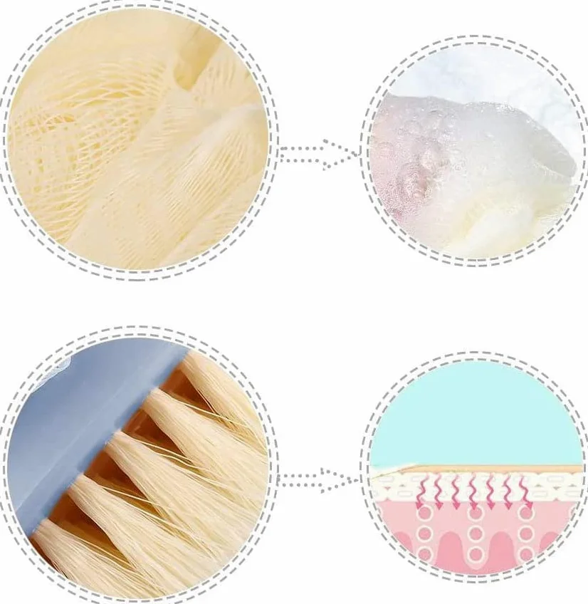 1Pc szczotka do kąpieli długa rączka szczotka do ciała szczotka do ciała gąbka do kąpieli gąbka pod prysznic Loofahs