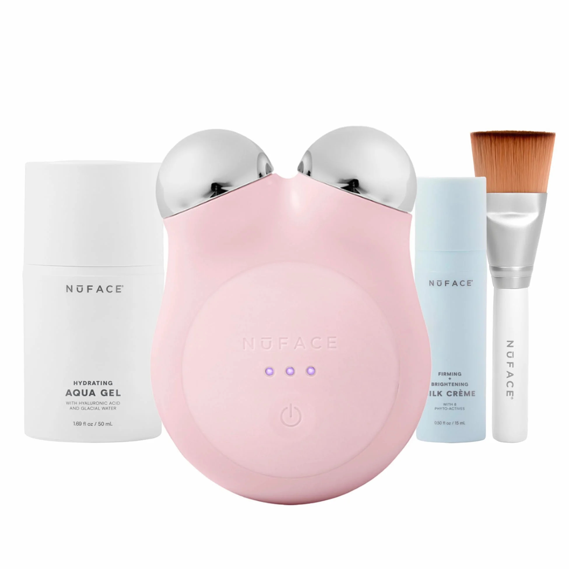 NuFACE MINI+ Zestaw mikroprądowych urządzeń do twarzy – oczyszczone przez FDA urządzenie do modelowania twarzy i ujędrniania skóry do konturowania i tonowania + mikroprądowy aktywator żelowy, jedwabny
