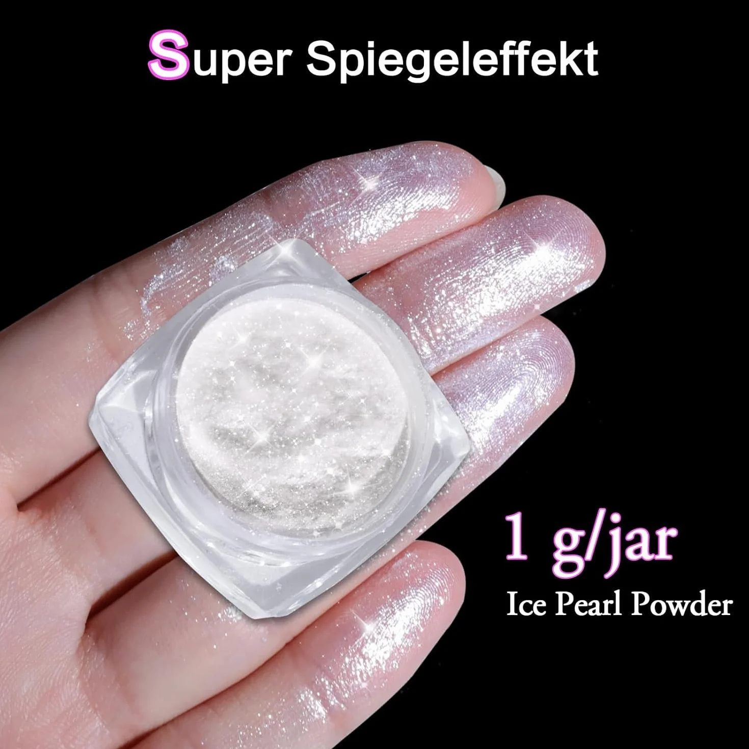Proszek do paznokci z białą perłą, chrom, przezroczysty, Aurora Ice Shimmer, chromowany pigment do paznokci, do salonu "zrób to sam"