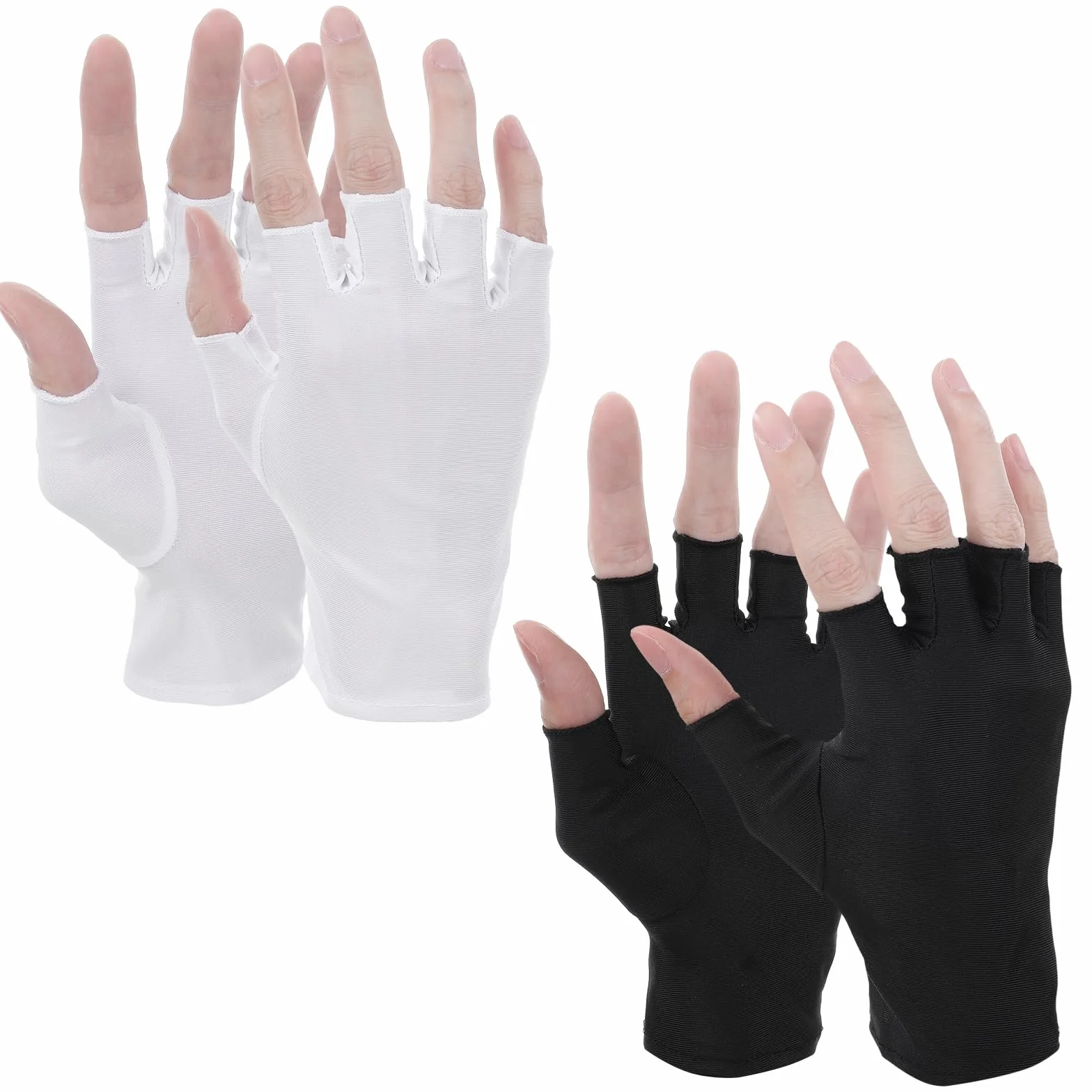 AHQiZFX 2 pary UV rękawic do manicure, ochrona przed UV, bez palców, dla żelowych paznokci, suszarek, jazdy, wędkowania, fitnessu