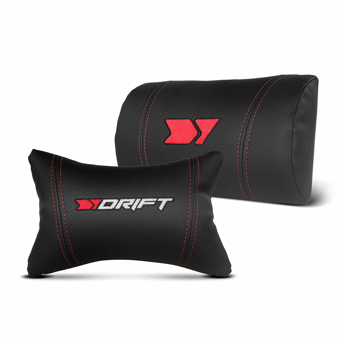 DRIFT Gaming Chair DR350 -DR350BR - Profesjonalny fotel do gier, imitacja skóry, podłokietniki 4D, ciche kółka, tłok klasy 4, pochylenie, poduszka lędźwiowa/szyjna, kolor czarny/czerwony