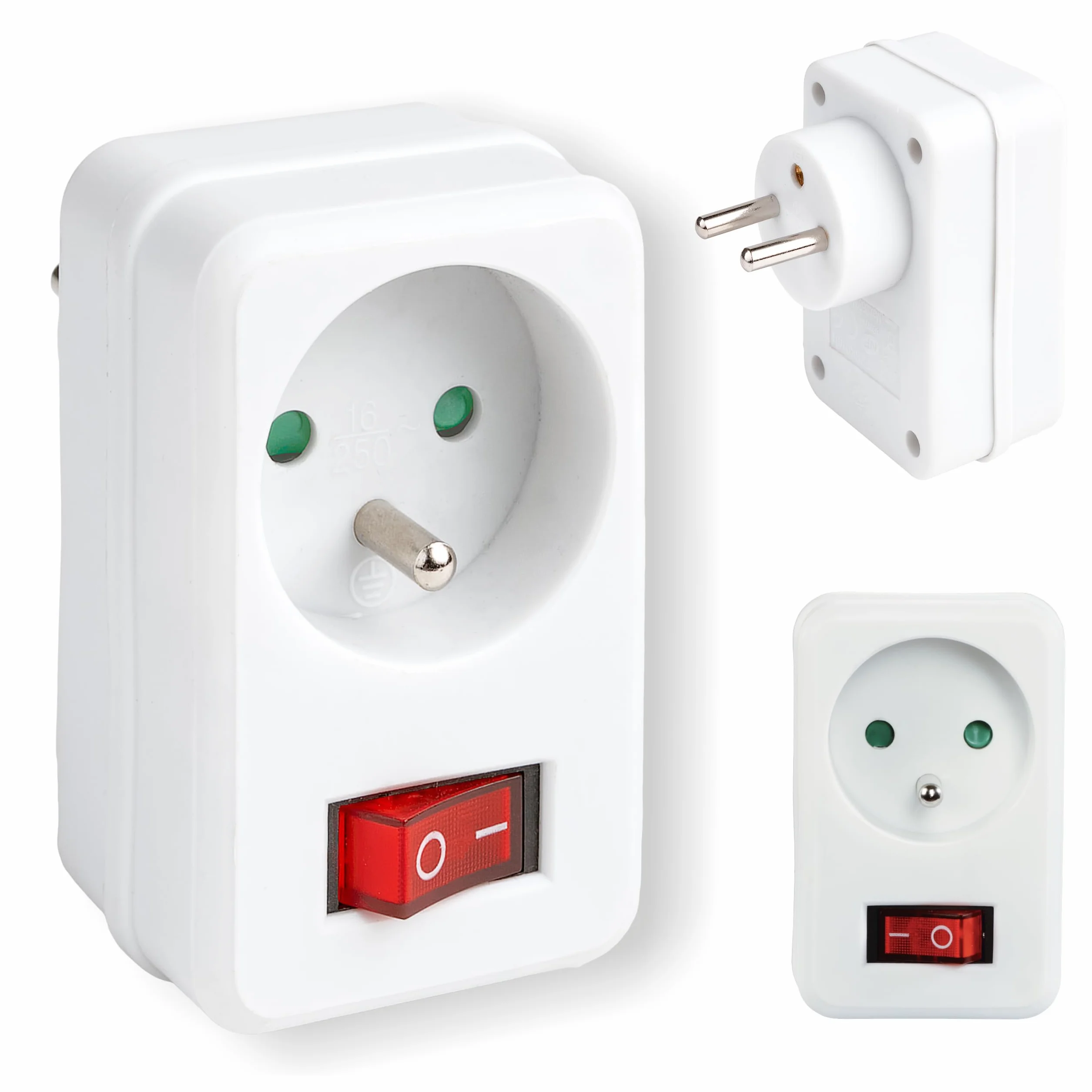 Hama gniazdo sieciowe z wyłącznikiem (adapter, przełącznik, 250V, 16 A, włącznik, wyłącznik, do gniazdka, kontaktu) biały