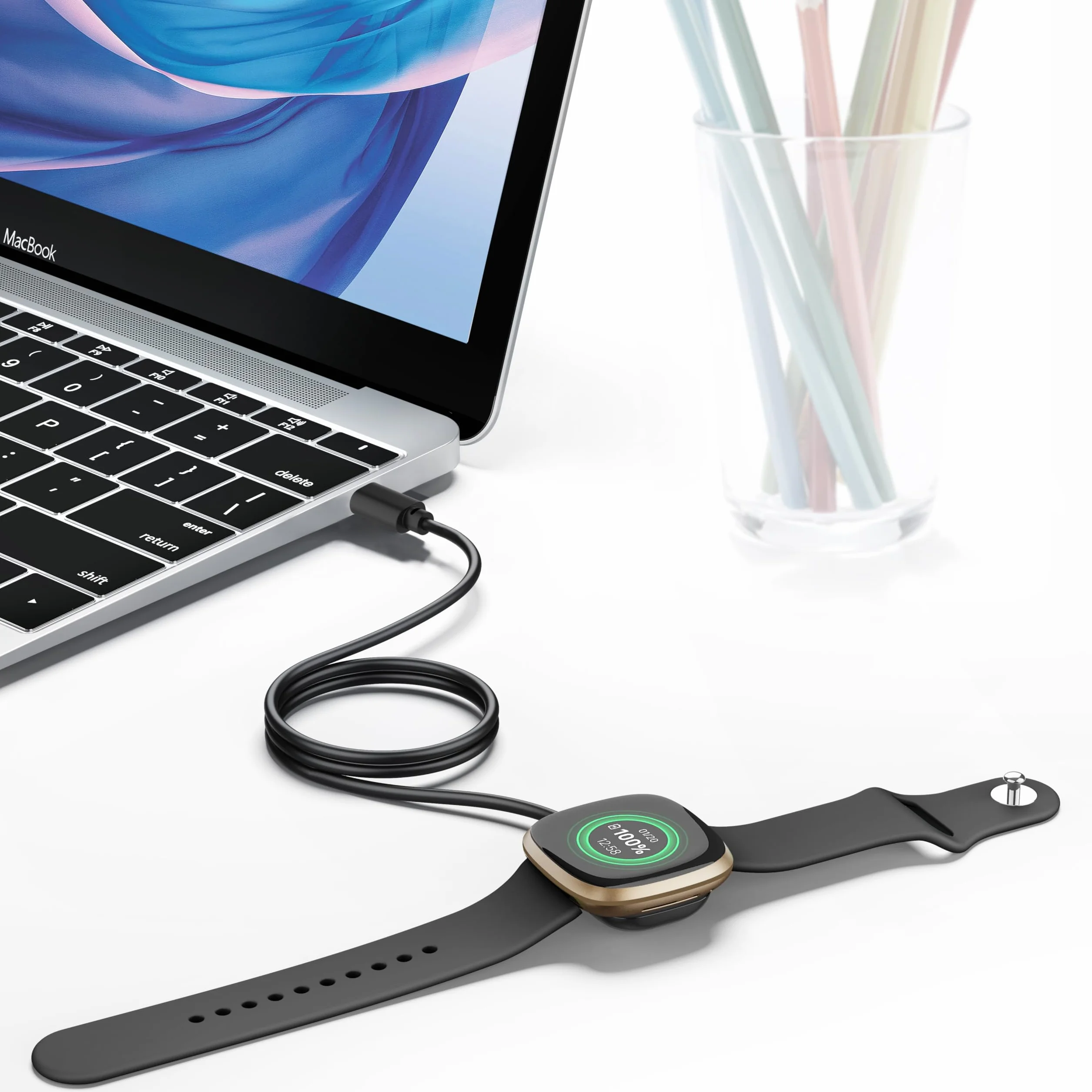 Tobfit Kabel do ładowania do Fitbit Versa 4 Fitbit Versa 3, USB C Charger Cable kabel do ładowania do Versa 3/Versa 4 (50 cm)