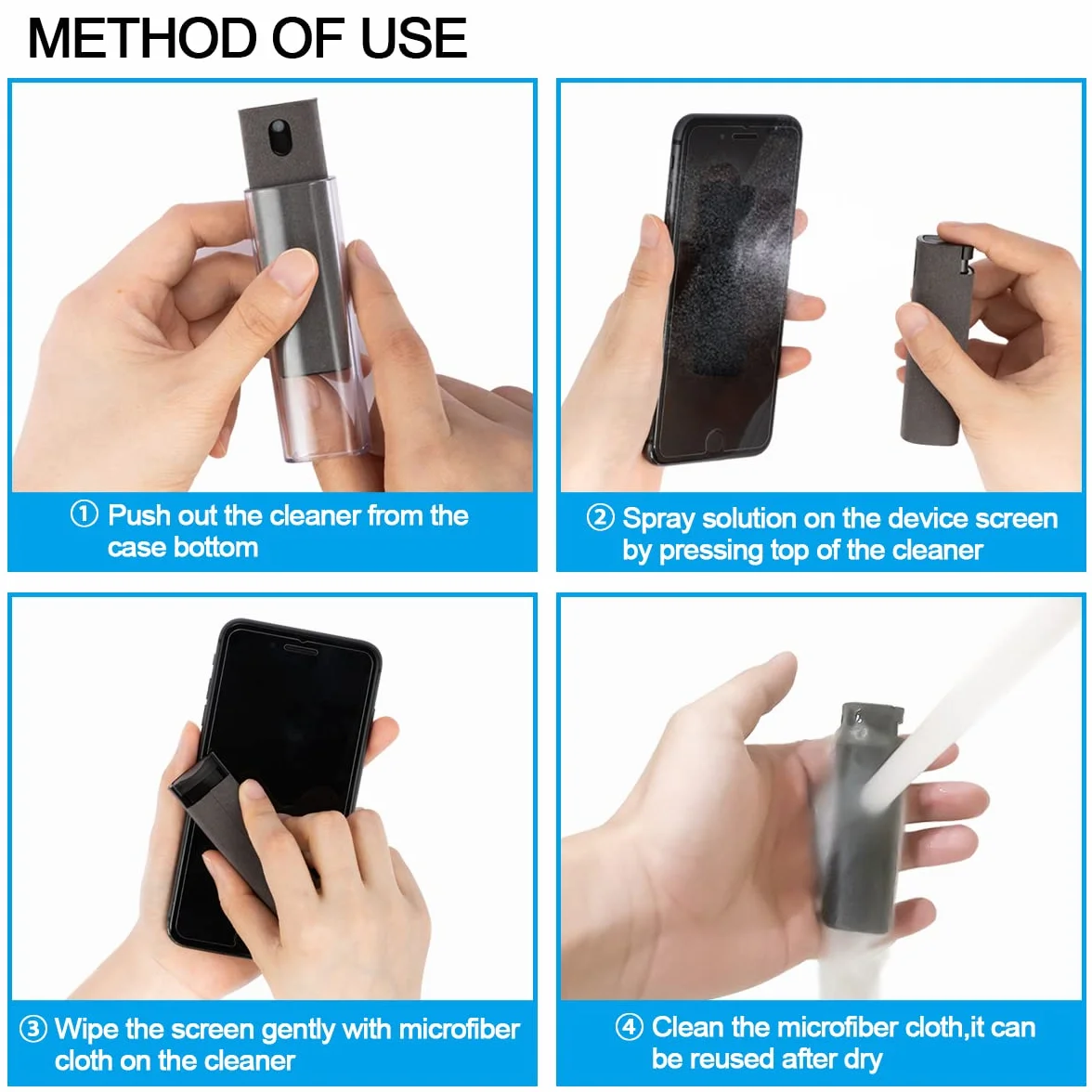 Screen Cleaner Touch Screen Mist Spray, zestaw do czyszczenia elektronicznego smartfona, telewizora, laptopa, tabletu, komputera, monitora komputerowego, płaskich ekranów LCD, okularów, kompatybilny z