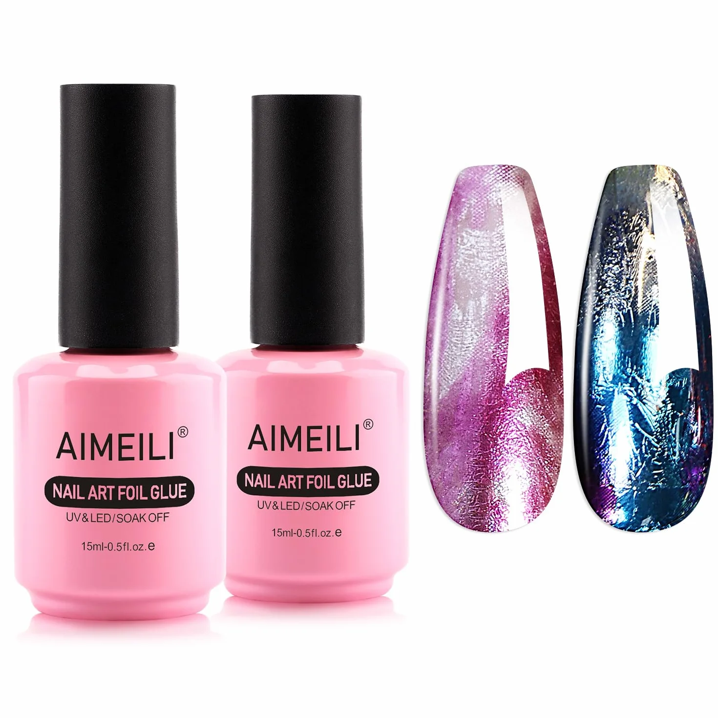 AIMEILI 2 sztuki Nail Art Foil Glue Gel 15 ml folia transferowa do paznokci naklejki na paznokcie Nail Art Foil Glue Gel Set