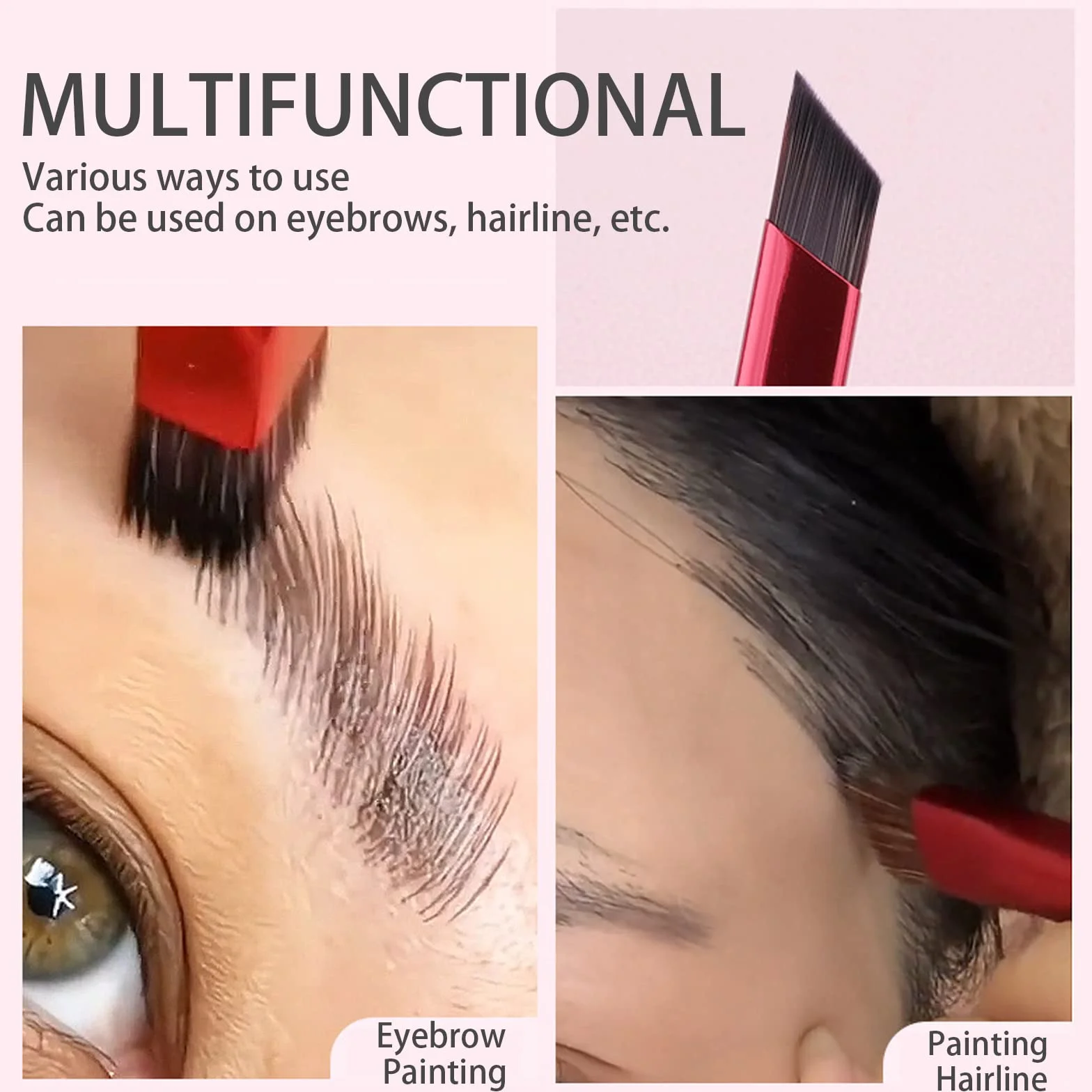 4 szt. Wielofunkcyjna szczotka do brwi, kwadratowy pędzel do brwi z 3 ostrzami do brwi, wielofunkcyjna szczotka do brwi, kątowa szczotka do brwi Brow Brush Narzędzie do makijażu