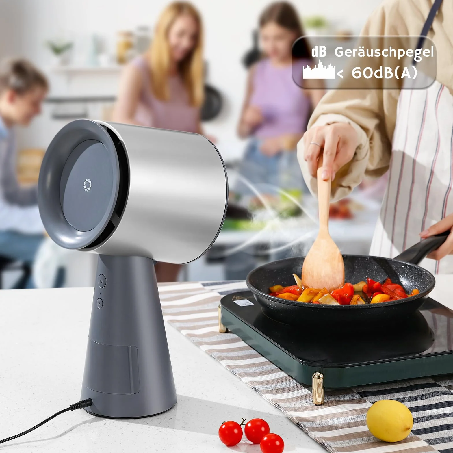 AIRTHEREAL RH180 przenośny okap kuchenny z filtrem węglowym, srebrny