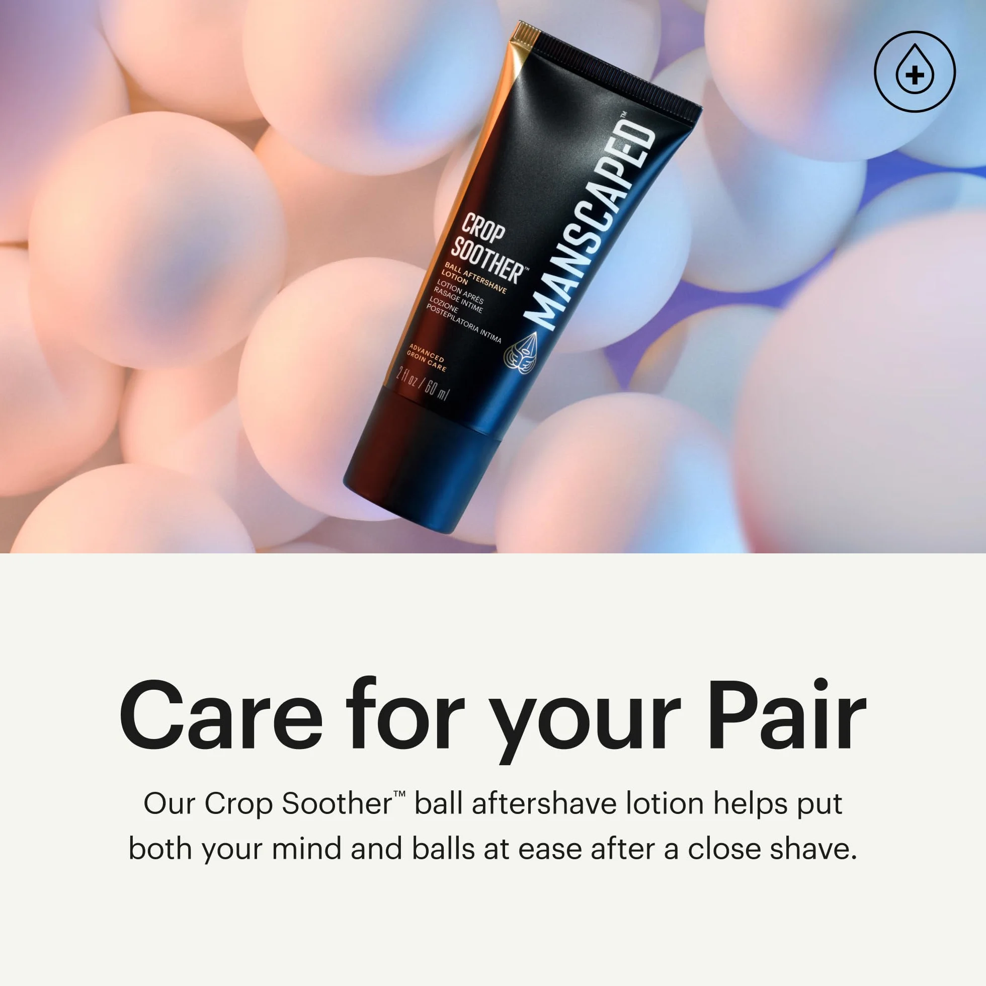 MANSCAPED® Crop Soother™ Płyn po goleniu do pielęgnacji pachwin – z dodatkiem aloesu, koloidalnego owsa, masła shea, masła z nasion kakaowca i oleju szafranowego o działaniu kojącym i łagodzącym