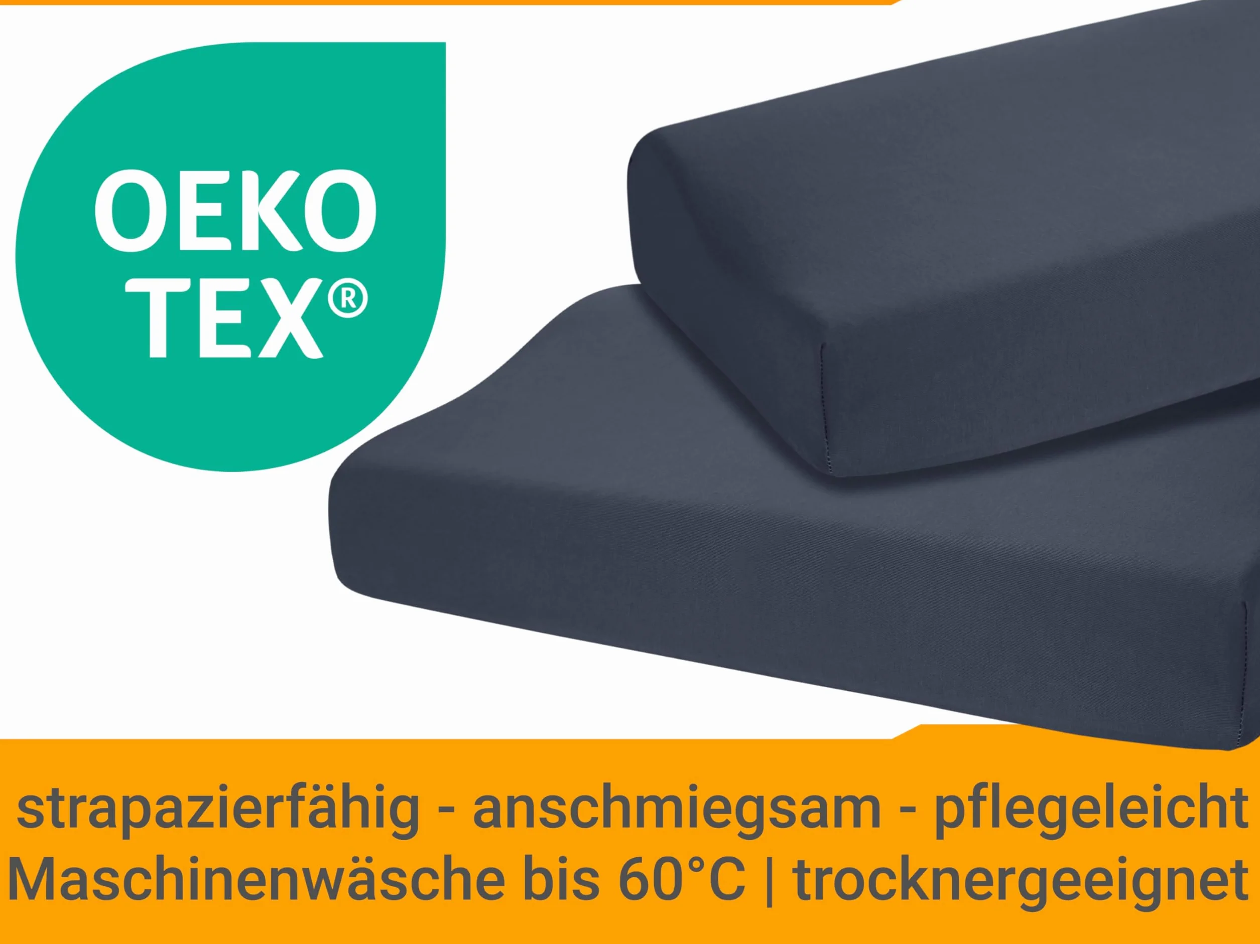 Zestaw 2 poszewek na poduszki zdrowotne z gumką 30-50 x 45-65 cm antracytowe