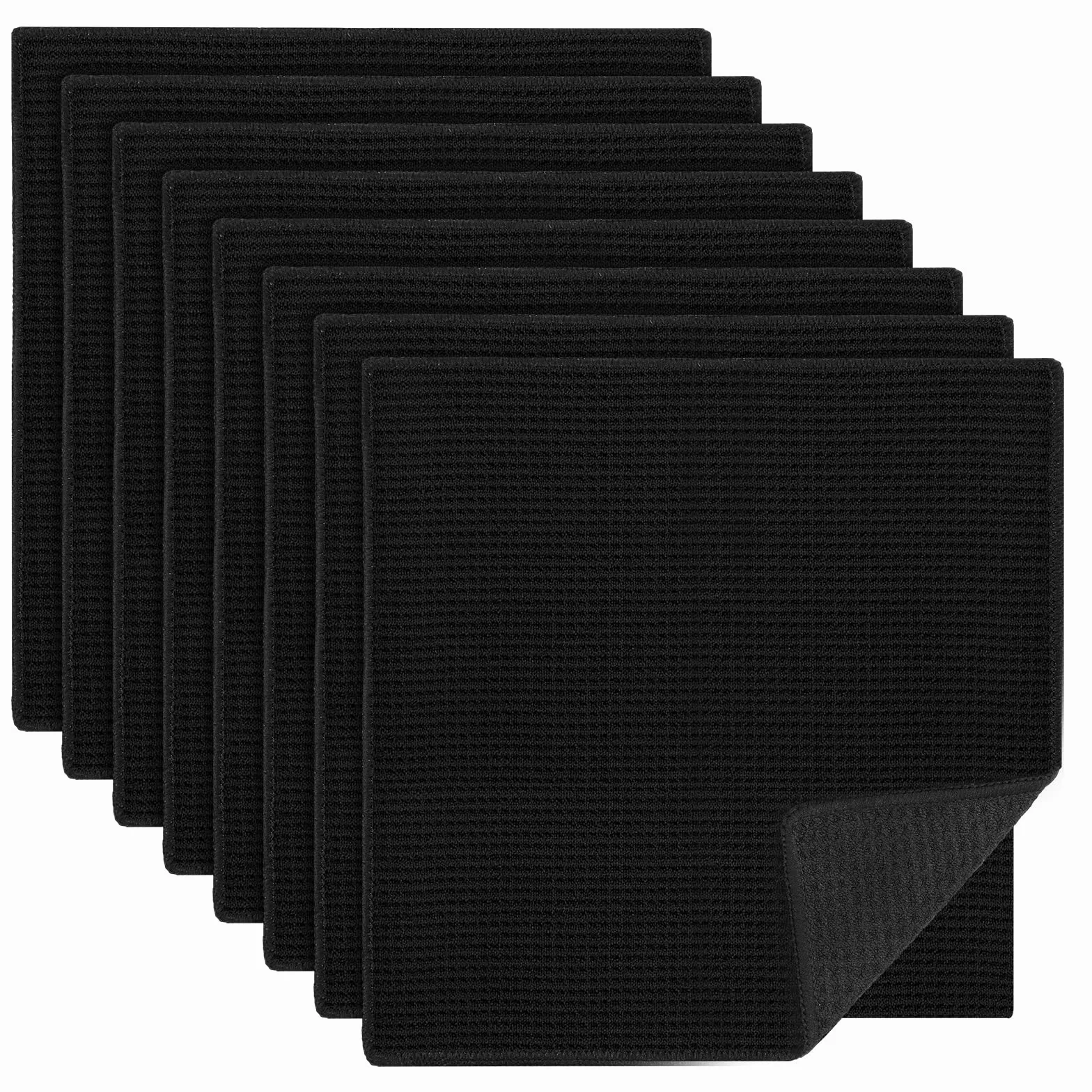 8 sztuk ściereczek do mycia naczyń z mikrofibry, 20 x 20 cm, nadaje się do prania, kolor czarny, wzór waflowy z super chłonnymi właściwościami, do czyszczenia kuchni, okien, szklanych