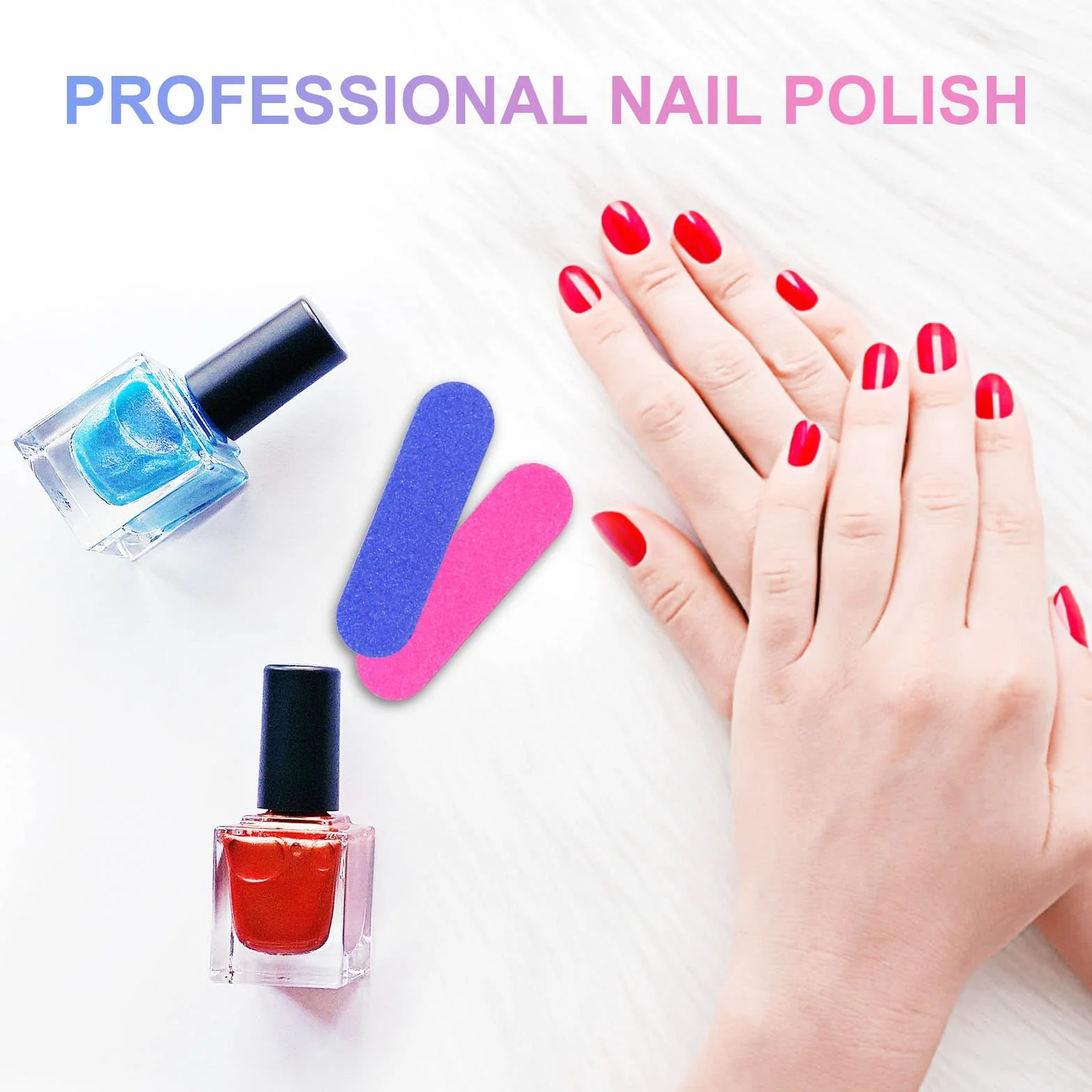 100 mini pilników do paznokci 180/240 Grit dwustronne jednorazowe pilniki do manicure, salonu i domu