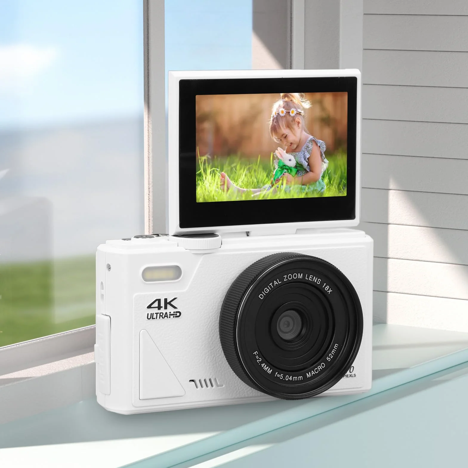 Aparat Cyfrowy 4K, Cyfrowy Aparat Typu „point and shoot” o Rozdzielczości 64 MP FHD, 3-calowy Ekran, 18-krotny Zoom, Autofokus Przenośny Kompaktowy Aparat Kieszonkowy Cyfrowy