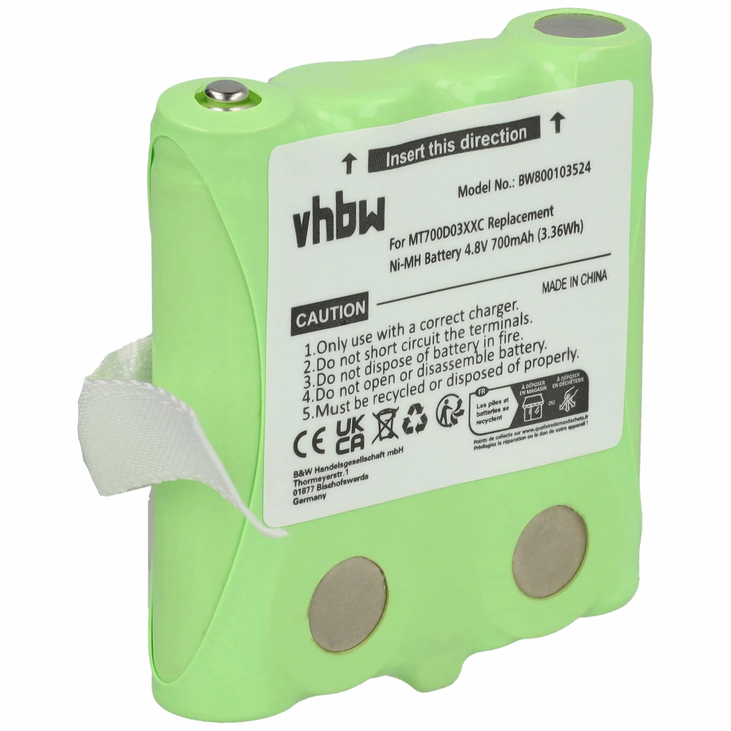 vhbw Akumulator kompatybilny z DeTeWe Outdoor PMR 8000, Simvalley WT-100 krótkofalówka, Walkie Talkie (700 mAh, 4,8 V, NiMH)