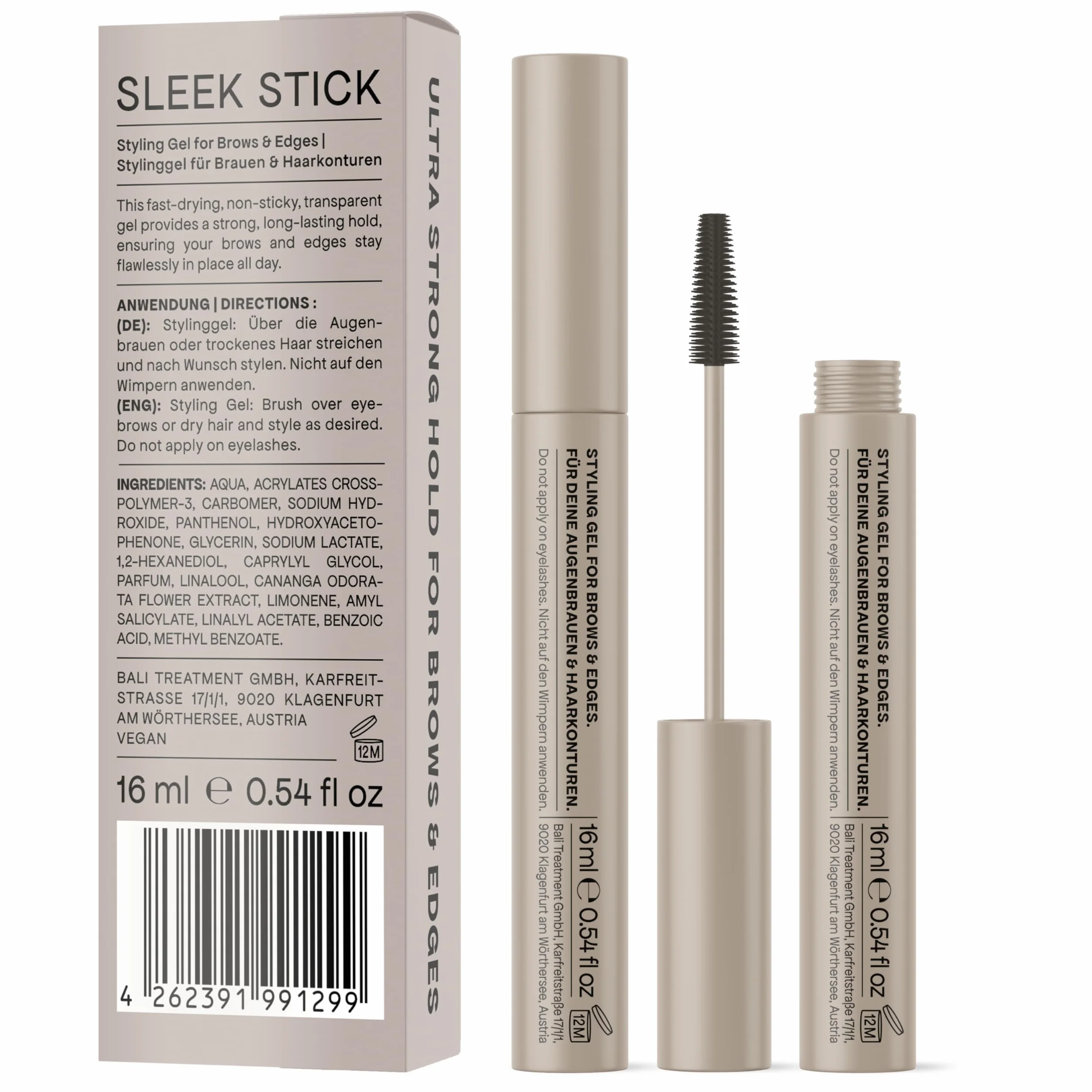 Bali Curls Sleek Stick – sztyft do brwi z mocnym trzymaniem – przezroczysty wosk do stylizacji brwi i krawędzi – nadaje się do stosowania metodą wegańską i kręconą – 15 ml