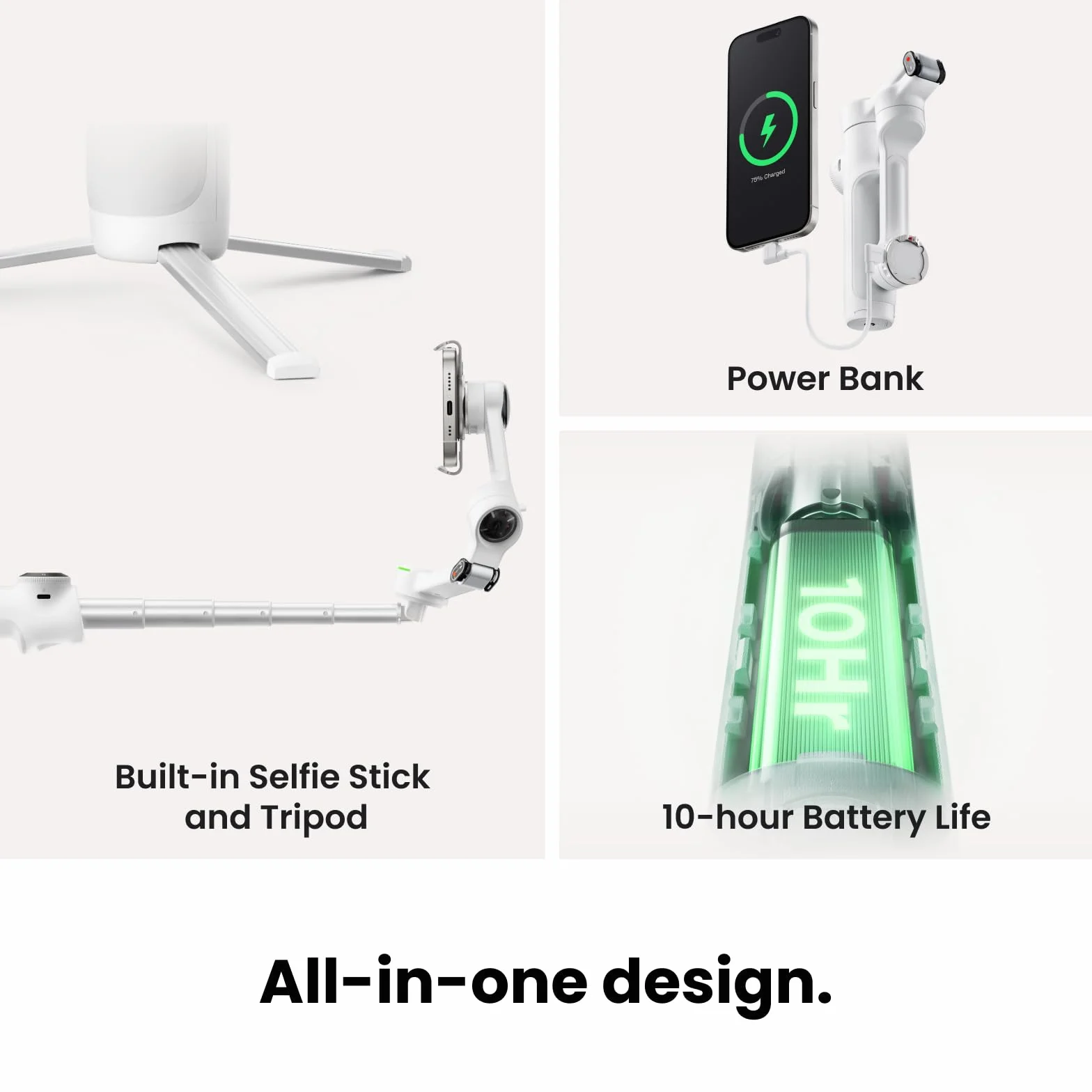Insta360 Flow 2 Pro Standardowy pakiet szary – składany gimbal na telefon AI, śledzenie ponad 200 aplikacji z zestawem Apple DockKit, śledzenie wielu osób, śledzenie patelni 360º, wbudowany statyw/kij