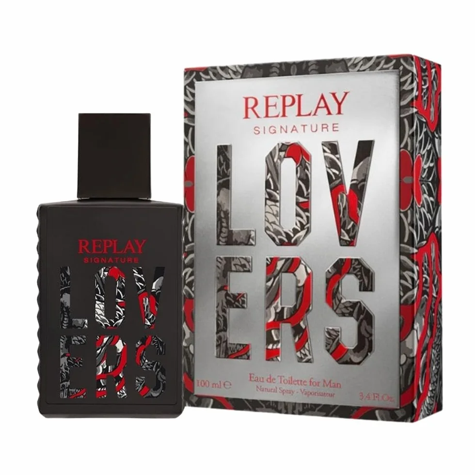 REPLAY - Signature Lovers for man Eau de WC - Drewniane, owocowe, intensywne, aromatyczne, energetyczne i niepowtarzalne. Butelka 100 ml
