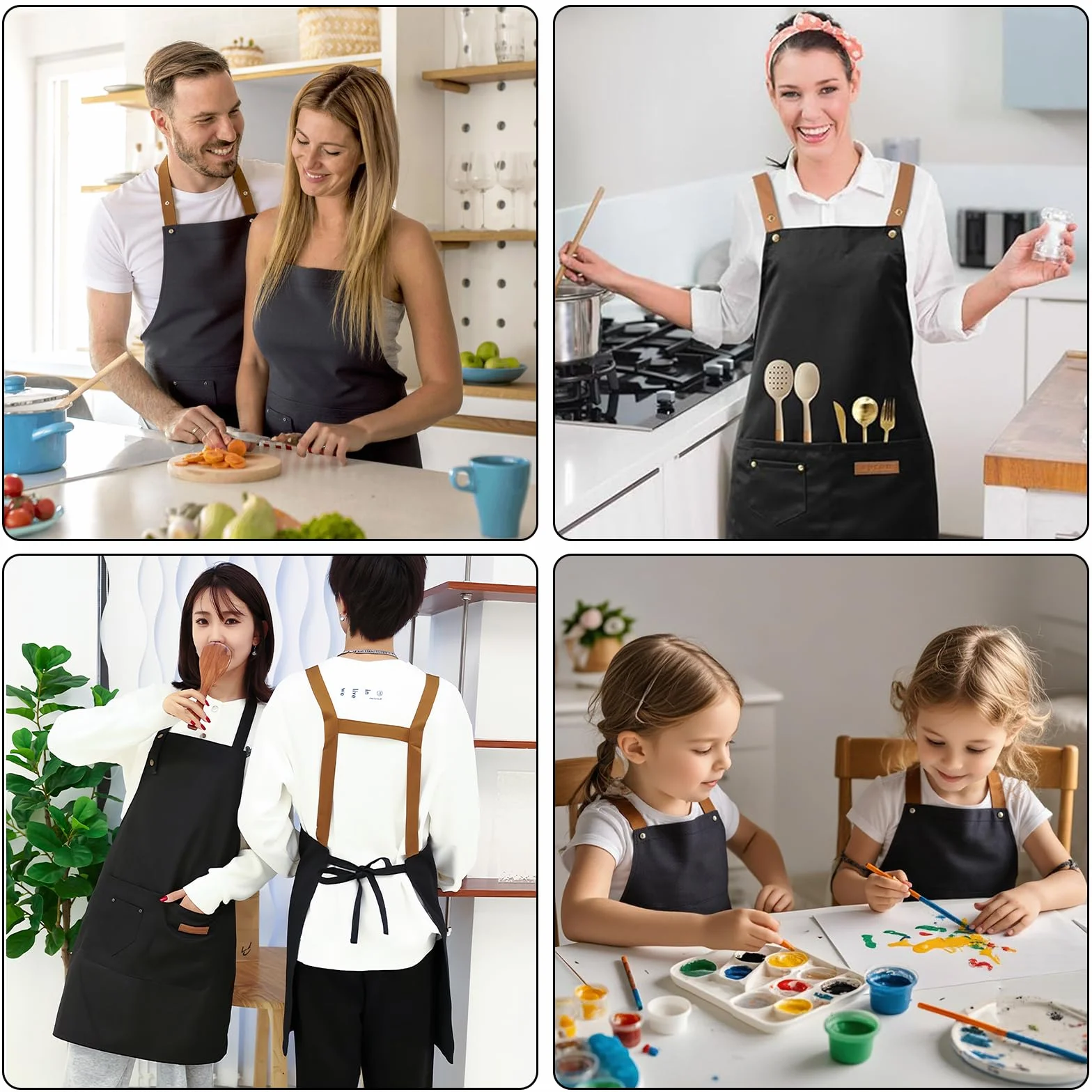 Wodoodporny męski fartuch kuchenny z dużymi kieszeniami czarny fartuch z metalowym paskiem na szyję damski fartuch do grillowania odpowiedni do kuchni kreacje ogrodnicze