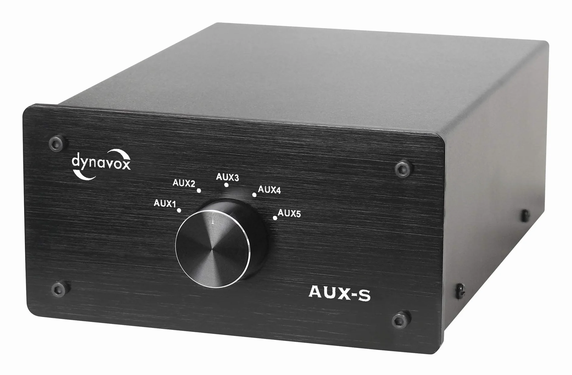 Dynavox Przełącznik rozszerzenia AUX, wejście w metalowej obudowie z 5 wejściami cinch, do wzmacniaczy stereo i Surround, czarny