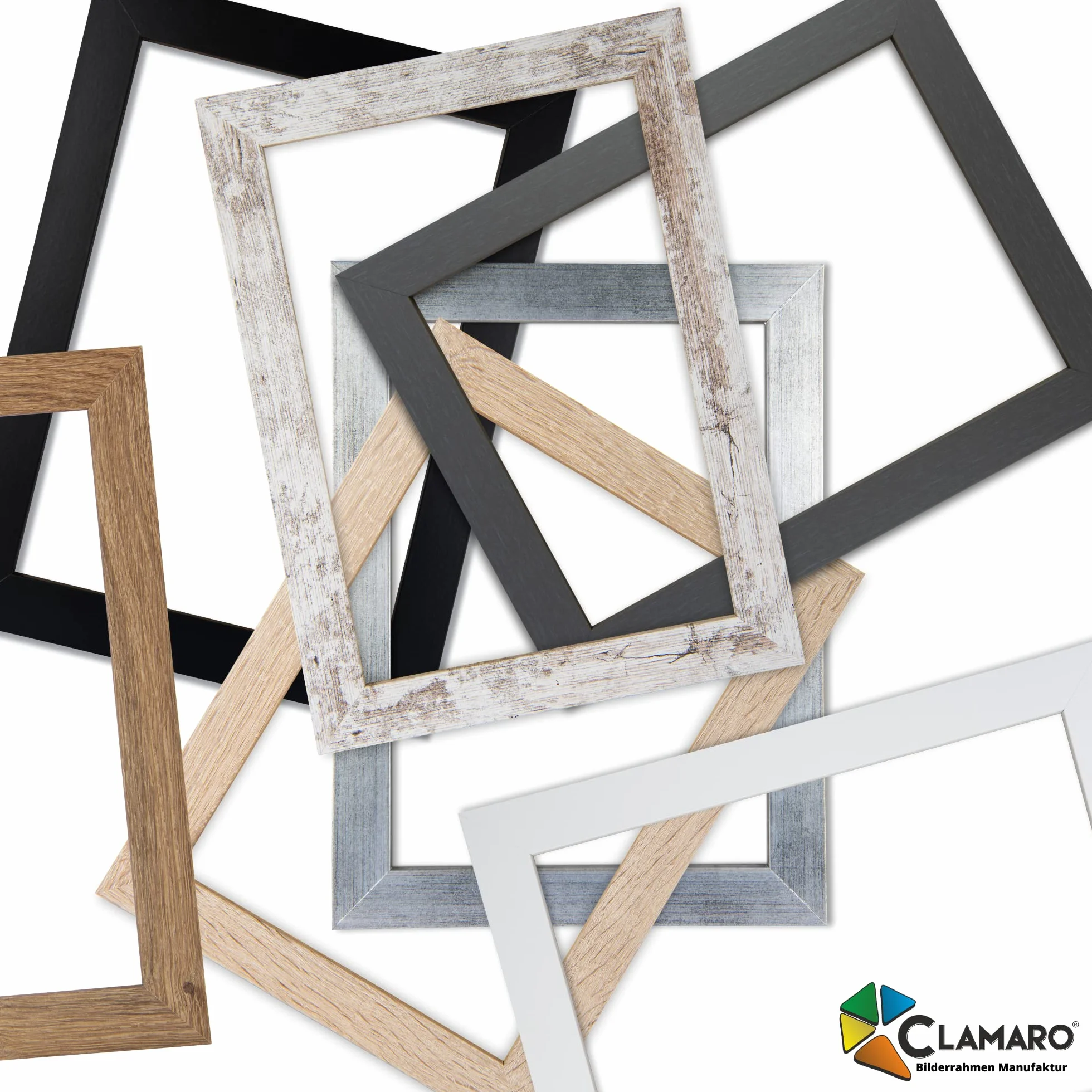Clamaro 'COLLAGE' rama do obrazu 45x95 wykonana r?cznie na wymiar | Bia?y Vintage | nowoczesna prostok?tna rama do obrazów z p?yty MDF z szybk? ze szk?a akrylowego, ?ciank? tyln? i zawieszk?