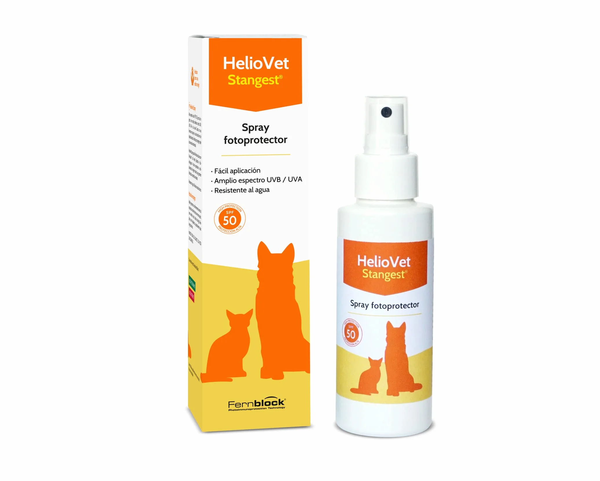 STANGEST HelioVet Solar Spray SPF 50 dla psów i kotów, skuteczna ochrona przeciwsłoneczna przed UVA i UVB, podczerwienią i widocznym światłem, regeneruje barierę skórną zwierzęcia, 80 ml