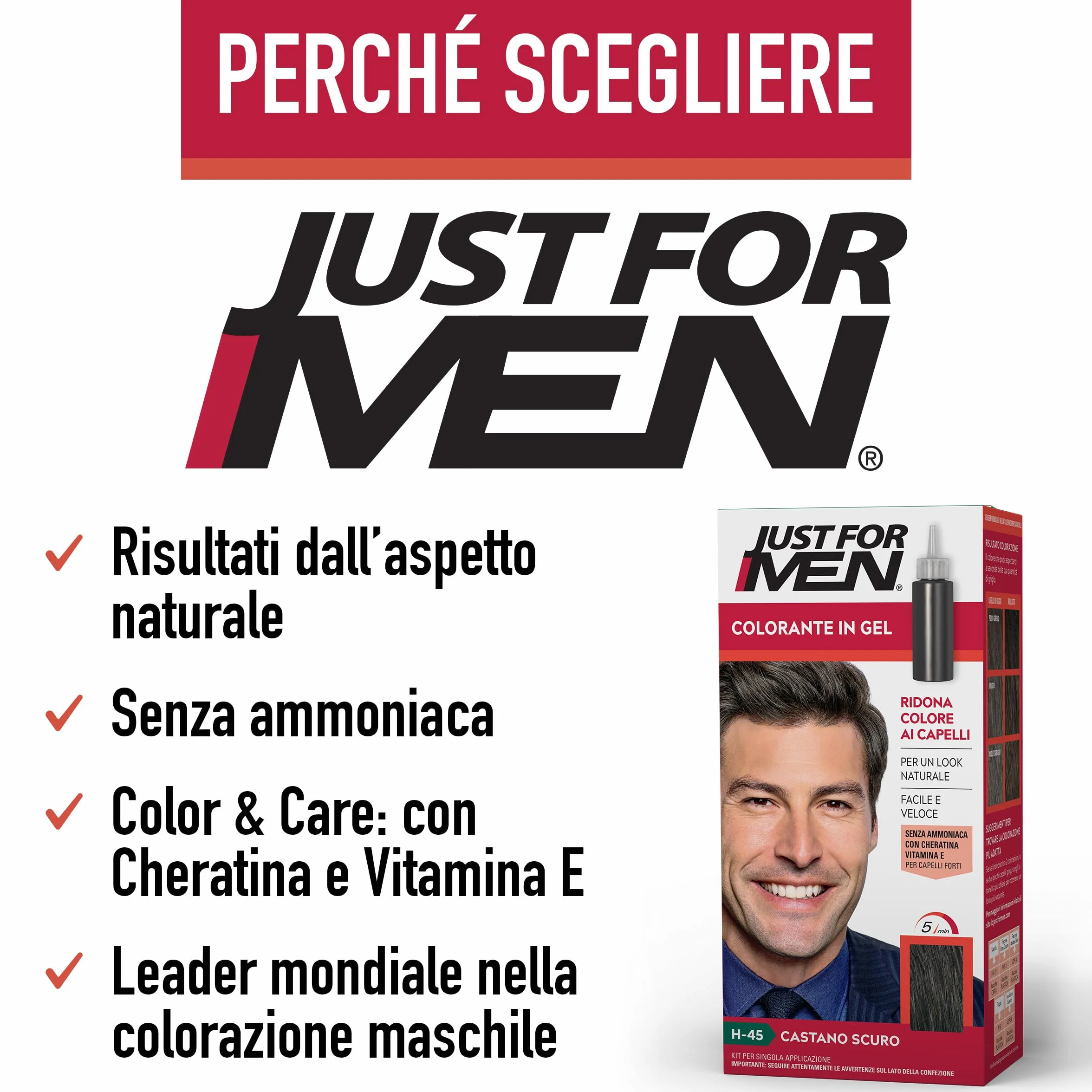 Just For Men Barwnik żelowy, półtrwały kolor do włosów męskich, bez amoniaku, z keratyną i witaminą E do mocnych włosów, ciemny blond, H15 (3 opakowania)