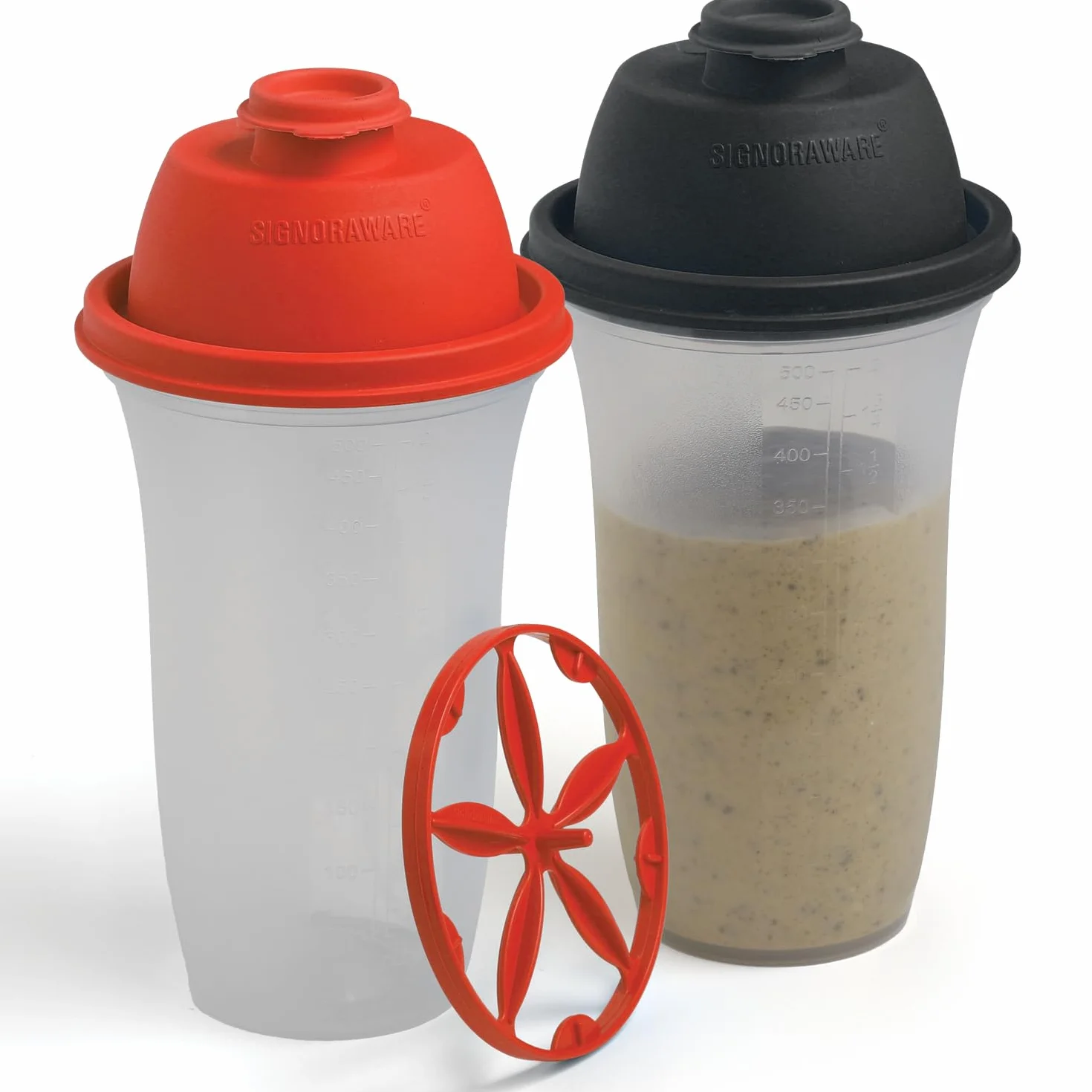 SIGNORA WARE Proteinowy shaker 500 ml, zestaw 2 sztuk, do napojów proteinowych, suplementów diety w proszku, białek kulturystycznych, sosów do sałatek, bez BPA
