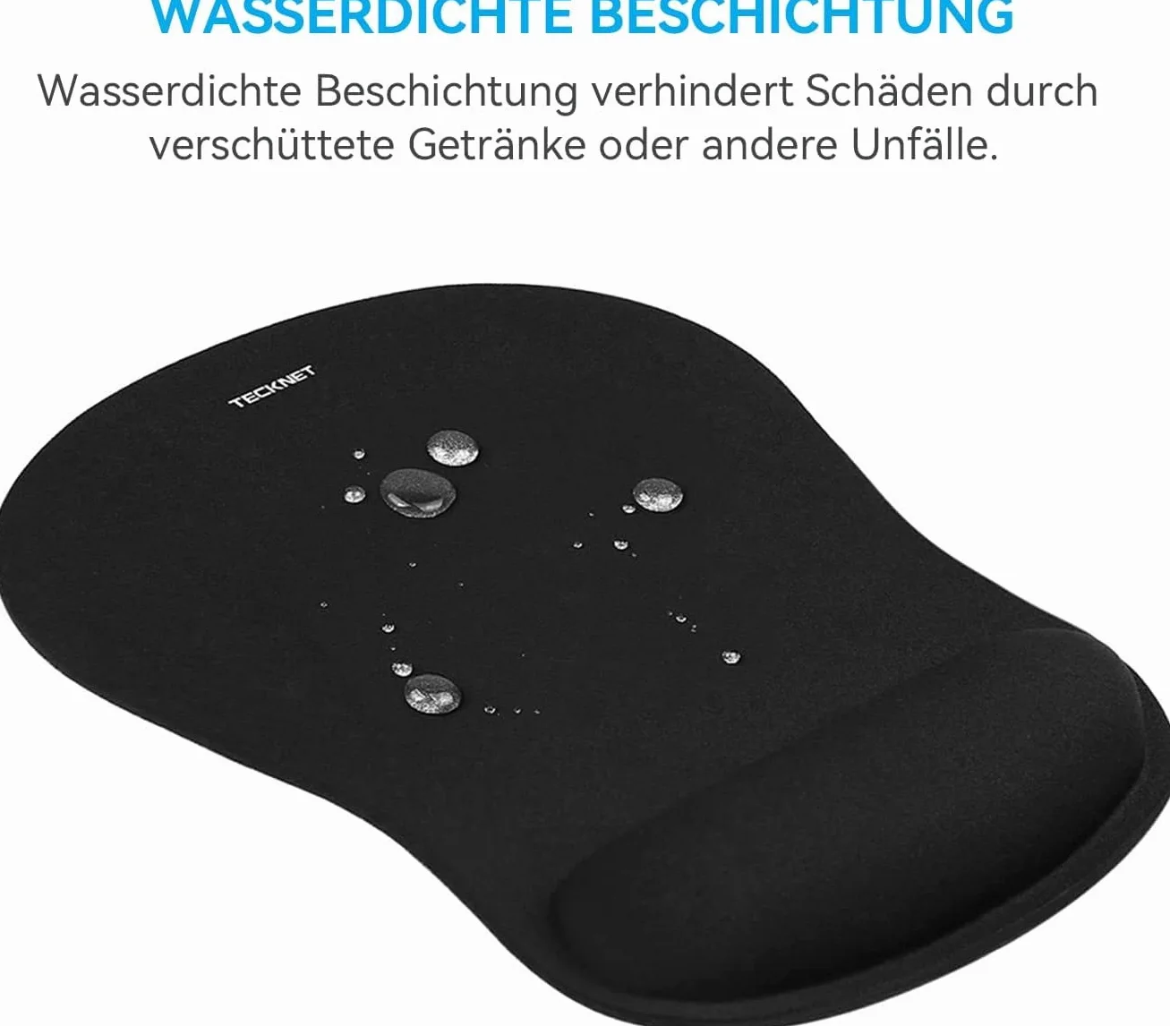 TECKNET Podkładka Pod Myszke, Ergonomiczna Podkładka Pod Mysz z Podpórką Pod Nadgarstek, Wodoodporna i Antypoślizgowa Mousepad, Podkładka Pod Mysz Komputerową do Gier i Użytku Biurowego