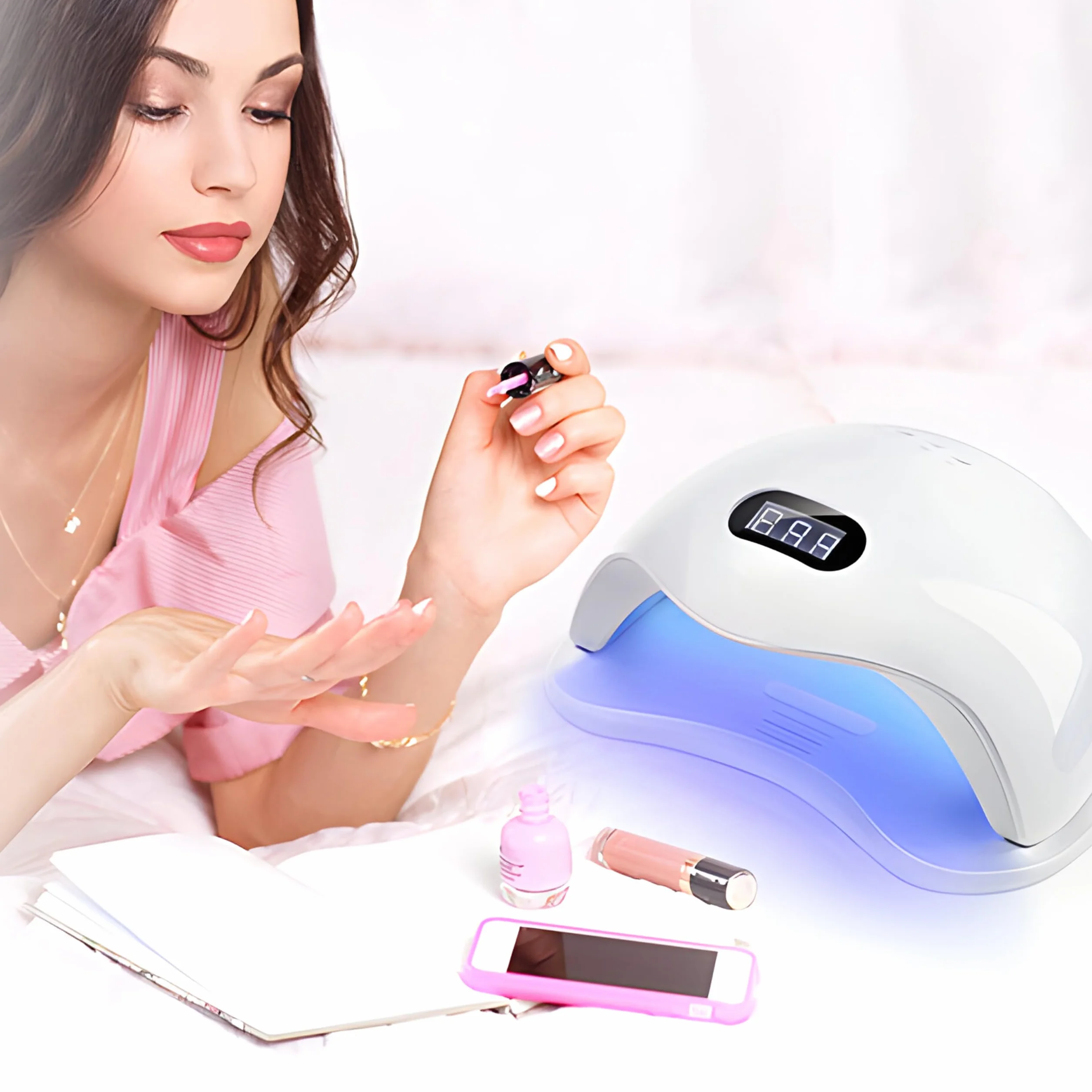 Retoo Suszarka do paznokci 48 W z timerem, wyświetlaczem LCD, czujnikiem podczerwieni, lampa LED UV do paznokci, lampa do paznokci, narzędzie do utwardzania paznokci żelowych