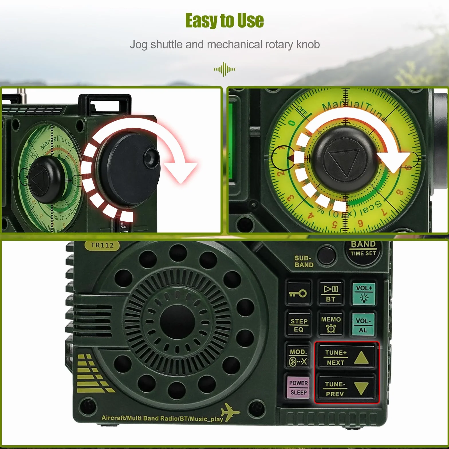 Retekess TR112 krótkofalowe radio, FM VHF SW AIR Band przenośne radio kieszonkowe, obsługa sterowania aplikacją, ładowanie, dźwięk basowy stereo SOS, TF/MP3, odpowiednie dla entuzjastów