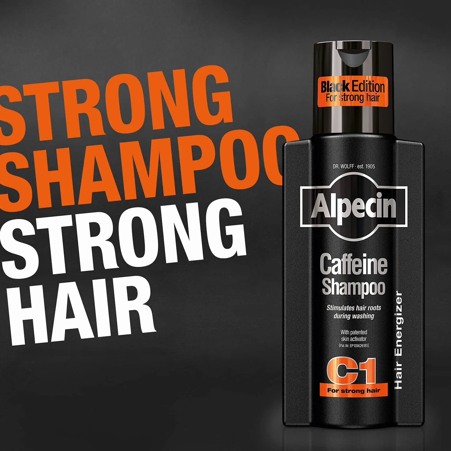 Alpecin Black Szampon kofeinowy z nowym zapachem 1x250ml | Zapobiega i redukuje wypadanie włosów | Pielęgnacja włosów dla mężczyzn Made in Germany