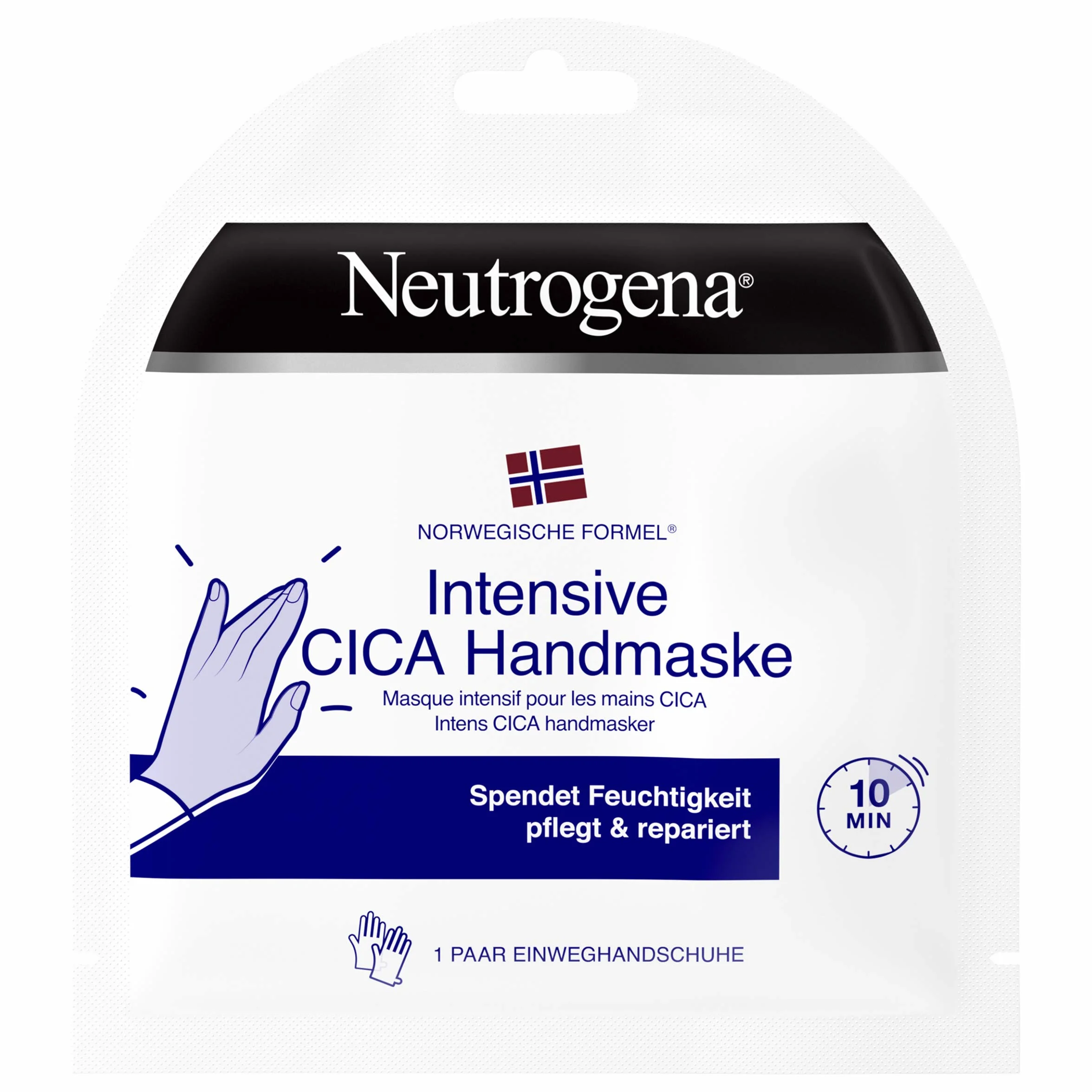 Neutrogena Intensywna maska do rąk CICA, 1 para jednorazowych rękawiczek z kremem do rąk, wyjątkowo suche dłonie