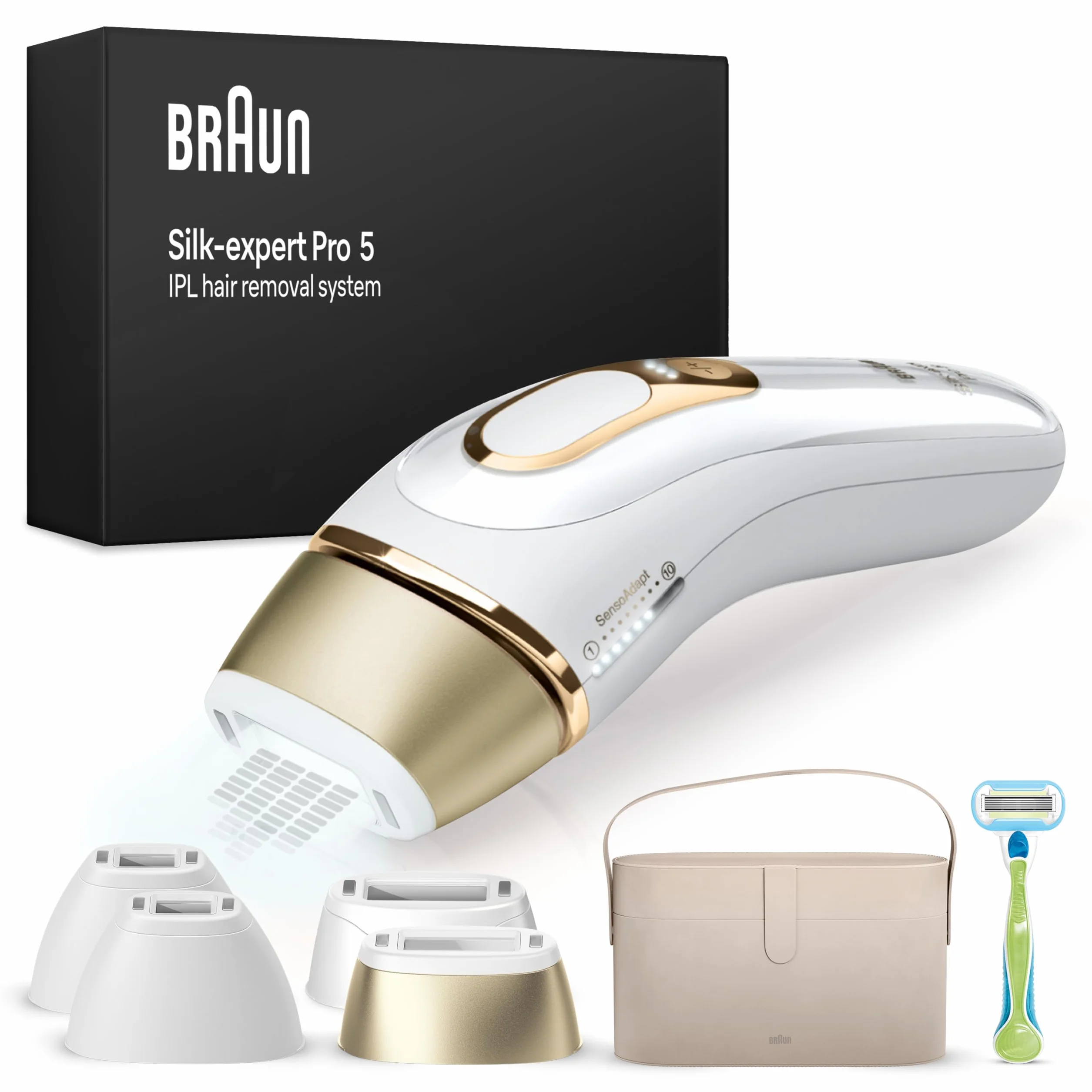 Braun Silk-expert Pro 5 PL5342 IPL Pulsujące Światło W Domu, Osłonka, Maszynka do Depilacji Venus, 4 głowice