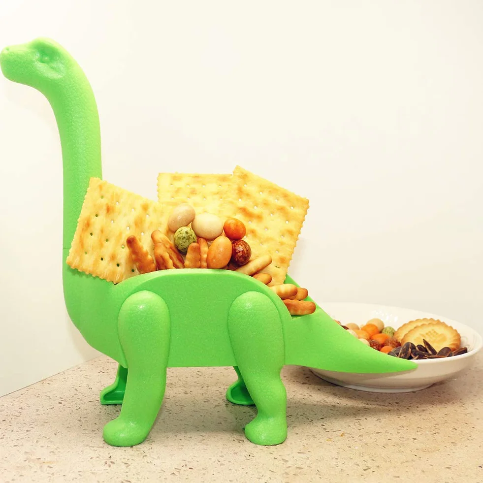Plastikowy stojak na taco w kształcie dinozaura, długi, do serwowania jedzenia, jasnozielony