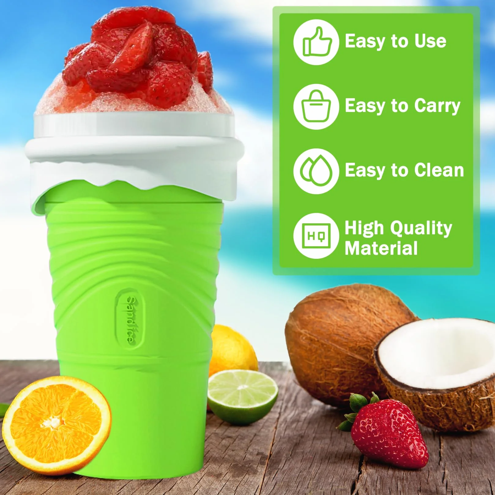 Silikonowy kubek Slushy Maker 500 ml zrób to sam do koktajli mlecznych zielony