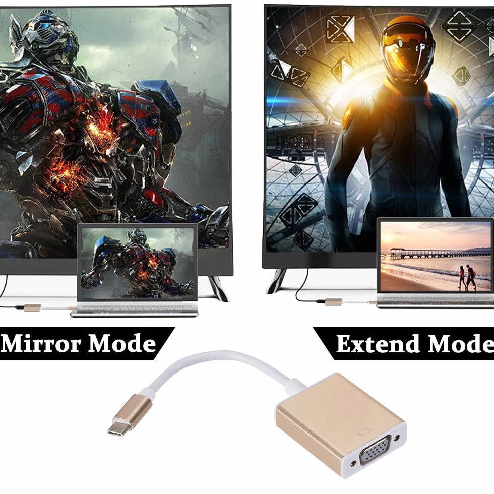Adapter USB C na VGA, adapter Thunderbolt 3 do VGA, kompatybilny z MacBook Pro 2020/2019/2018/2017, MacBook Air 5/4/iPad Pro 2018, ChromeBook, Samsung Galaxy S10/S9/S8, Huawei Mate Book