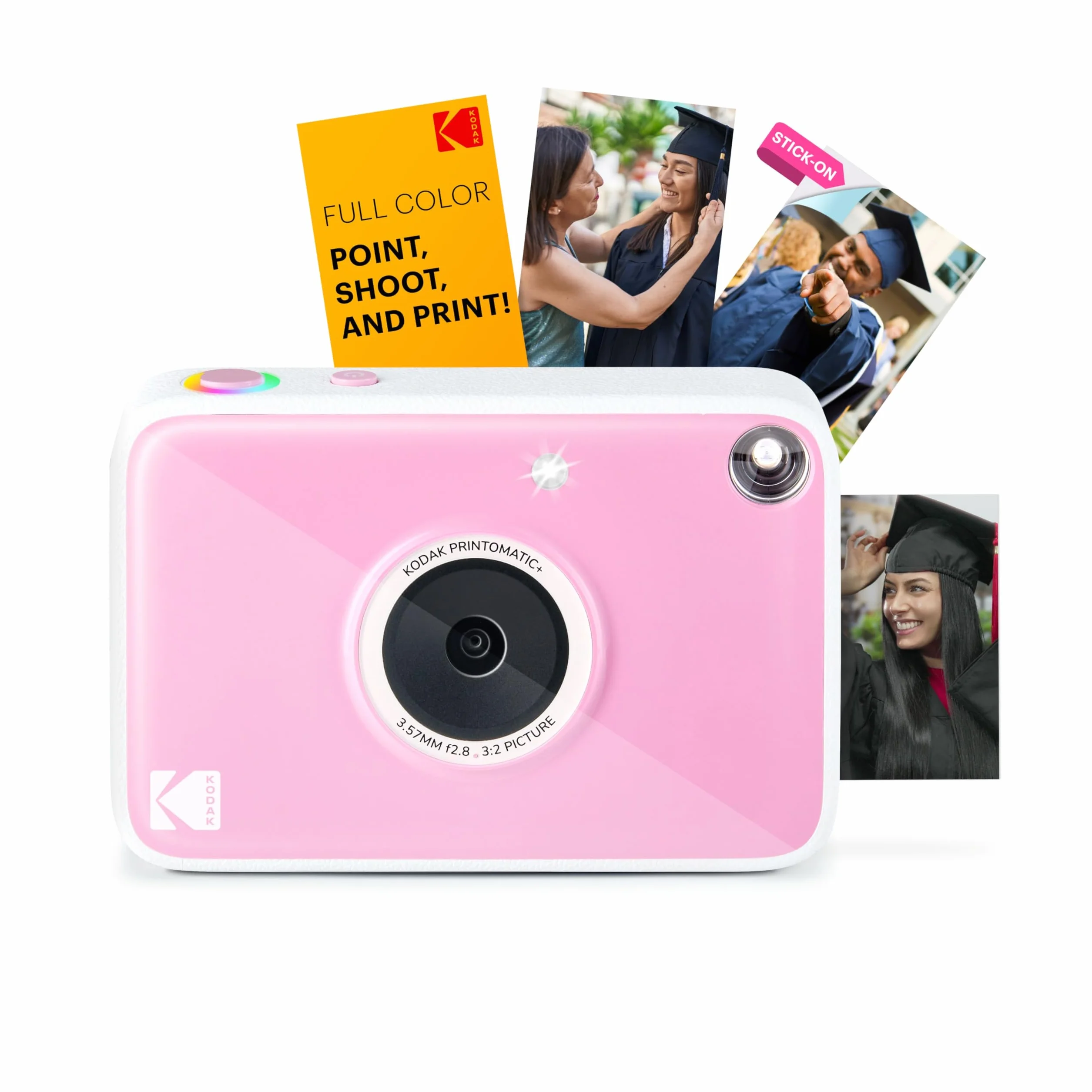 KODAK Printomatic+ Aparat Cyfrowy Natychmiastowy 10MP z Diody RGB, drukuje kolorowe zdjęcia na papierze Zink 2x3” – Różowy