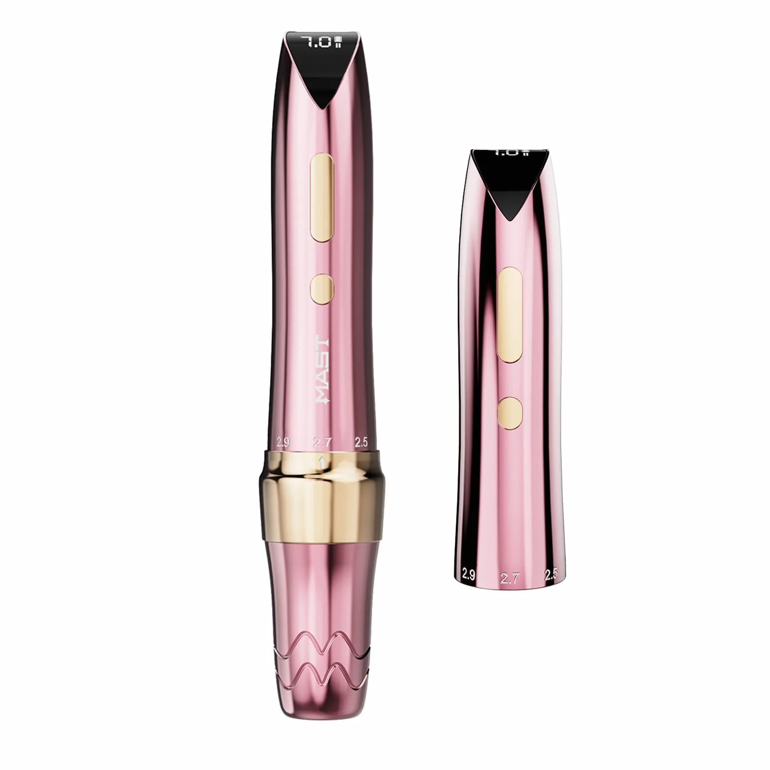 Mast P60 Wireless Tattoo Pen Machine Rotary Tattoo Gun 5 Strokes Length 2.2mm - 3.2mm 121g/4.2oz Weight, Digital Display 2pcs Batteries for Eyeliner Lippen, Scalp, Small Tattoo Pink