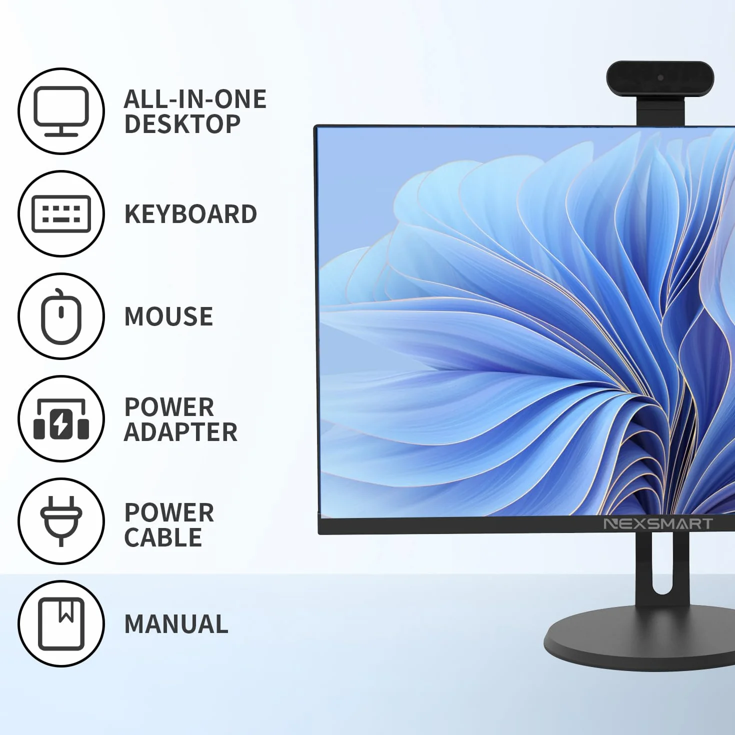 DREAMFYRE Komputer stacjonarny All-in-One 8GB RAM 512 GB SSD PC All-in-One i7 czterordzeniowy (do 3 GHz) 23,8 cala z odpinanym aparatem z regulowanym ekranem 2,4 G/5G, WiFi BT 4.2 IPS HD, czarny