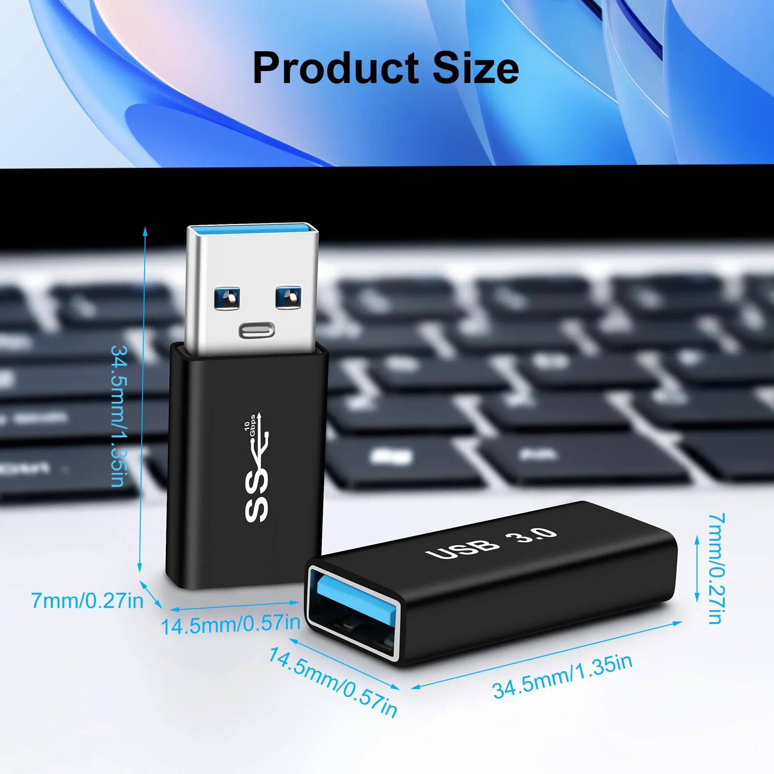 Złącze USB 3.0 Adapter USB A 3.0/3.1 męski na żeński, złącze kablowe typu A 3.0 żeński do żeńskiego, do podłączenia końcówek USB, złącze przedłużające