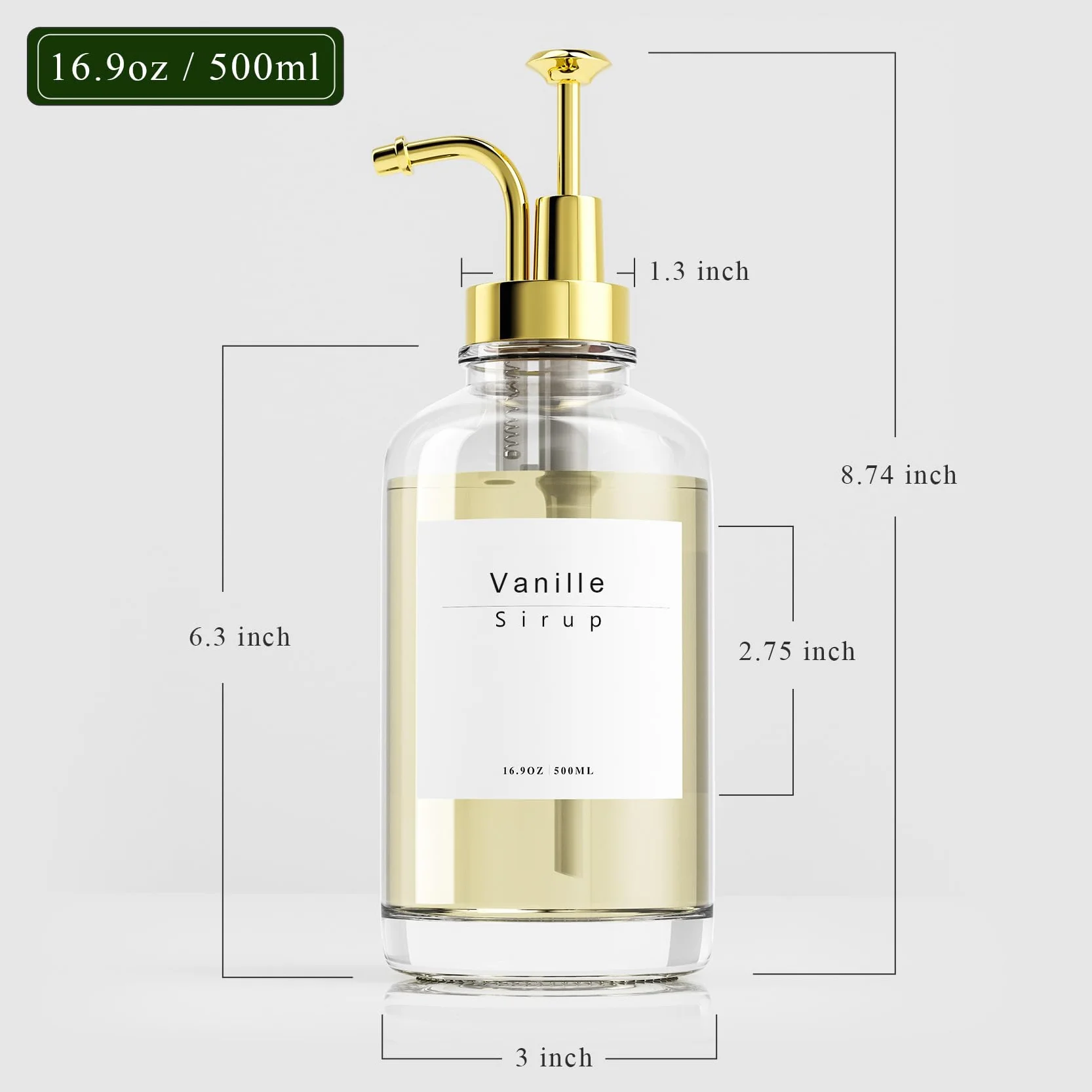 dozownik i syrop do kawy, akcesoria barowe, z 58 etykietami, 500 ml, zestaw 4 szt.
