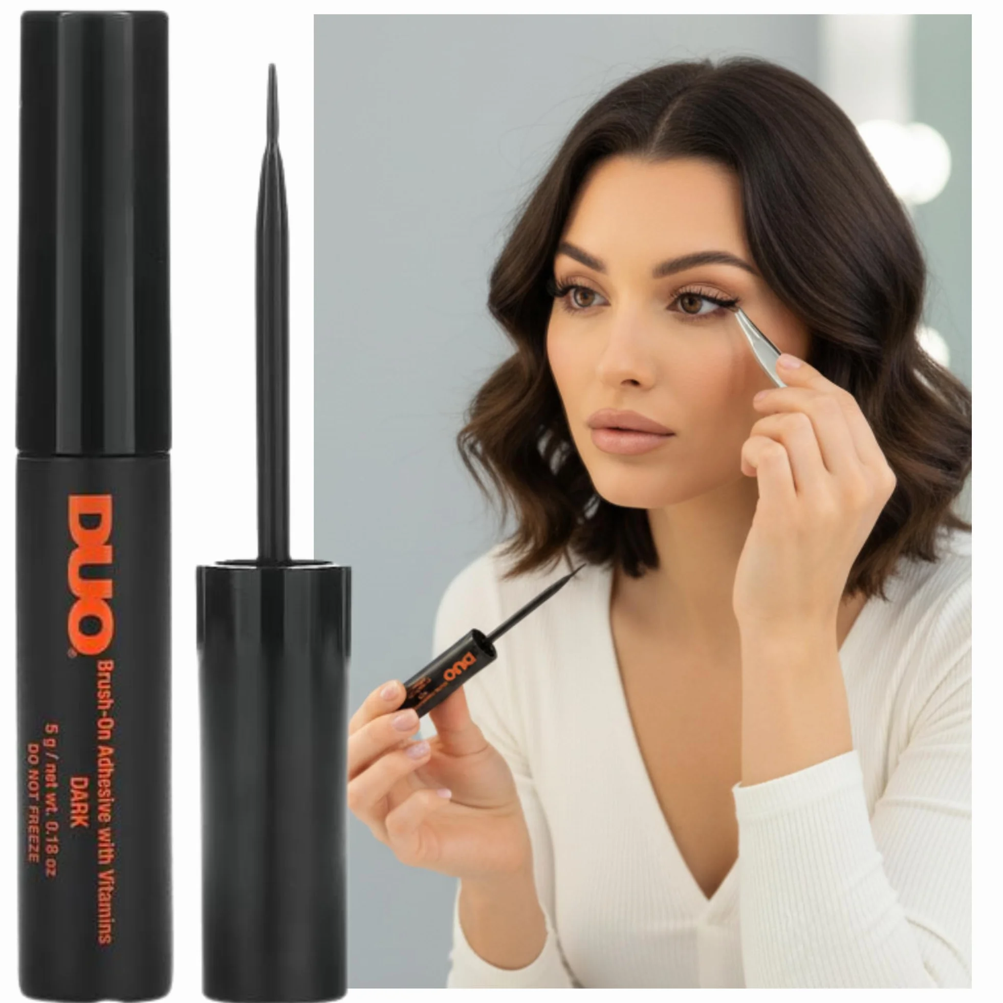 DUO wodoodporny klej do rzęs i brwi, bezwonny, wegański (5 ml), czarny