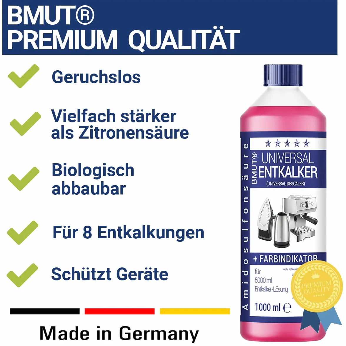 Uniwersalny odkamieniacz 1000 ml do ekspresu do kawy i ekspresu do kawy – na 8 odkamieniania po 125 ml (1 x 1000 ml)