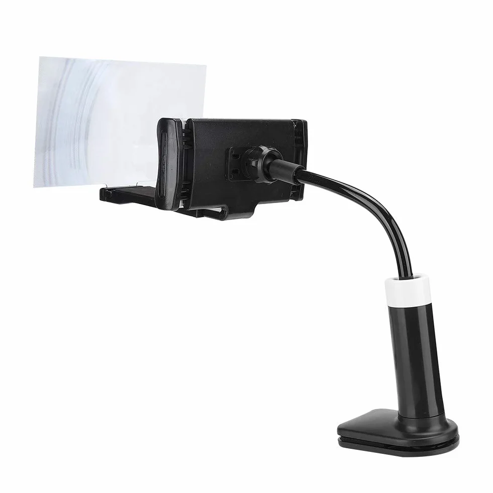 Hakeeta Lupa ekranu 20 cm do telefonu komórkowego + regulowany uchwyt na klips do telefonu, obracające się o 360 stopni, wysoka rozdzielczość, do filmów, filmów i gier, kompatybilna ze wszystkimi telefonami komórkowymi (czarna)